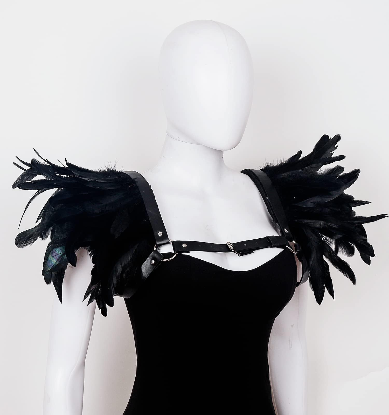 XGOPTS Women Gothic Leather Feather Shrug Shawl - Image 2
