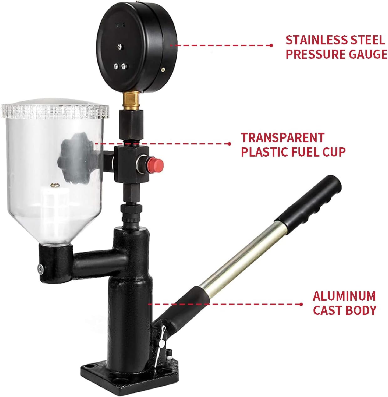 400Bar 6000PSI Diesel Fuel Injector Tester, Diesel Injector Nozzle Tester with Dual Scale Gauge to Adjust Injector Nozzle Pressure and Testing Diesel Injector Nozzle Pop Pressure Tester