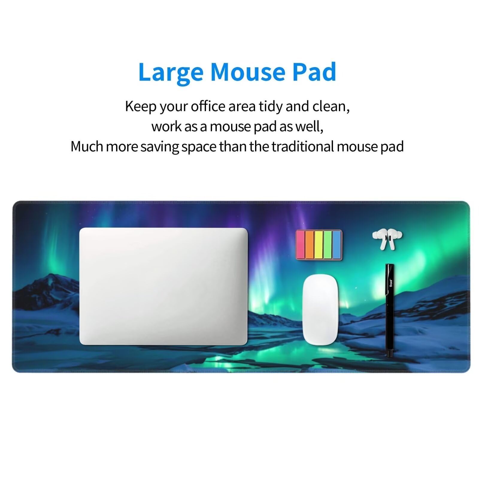 Tappetino Mouse, Tappetino Mouse Gaming Grande XXL 1500x800x3mm Tappetino Scrivania Mouse Pad, Base in Gomma Antiscivolo, Bordi Cuciti,Lavabile, Mousepad per Ufficio e Gaming (Paesaggio aurora) R-372