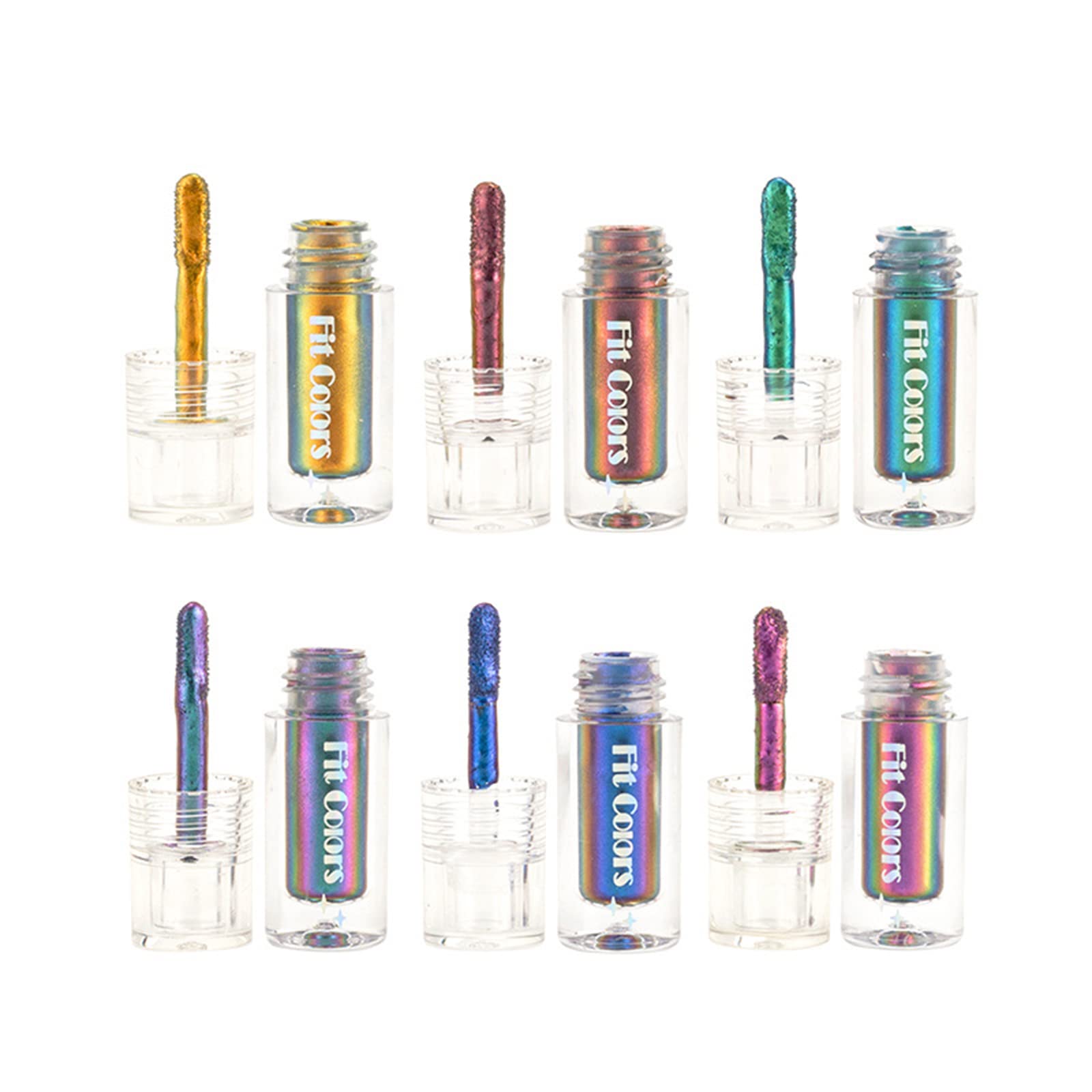 JasCherry Set de 6 Camaleón Colores de Líquido Sombra de Ojos Metálico Brillante de Cosmético - Opción Ideal Para el Brillar Maquillaje #D