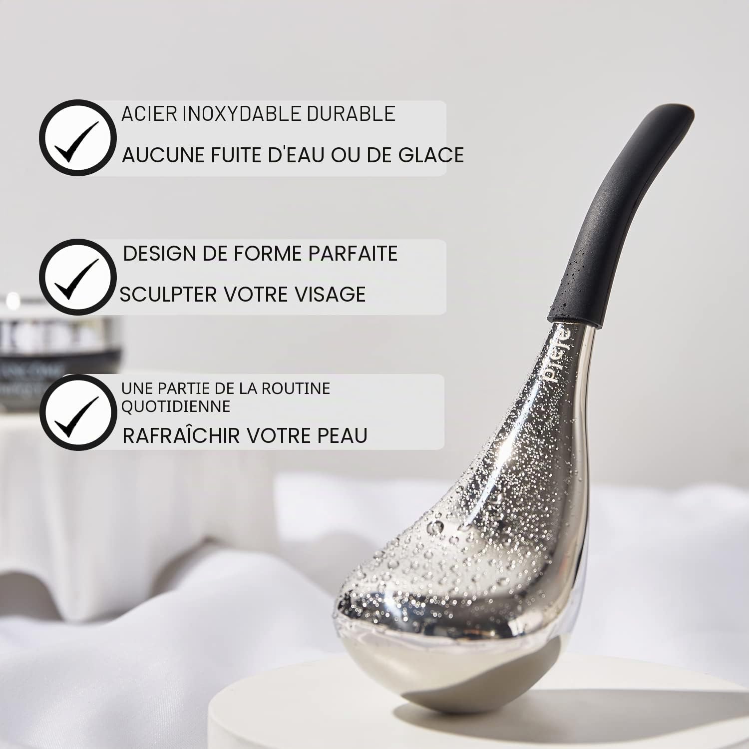Pfefe Cryo Sticks Ice Globes - Outils de Soins de la Peau du Visage et Des Yeux - Bâtons de Cryo en Acier Inoxydable Pour - Globes de Massage Rafraîchissant Avec étui de Rangement