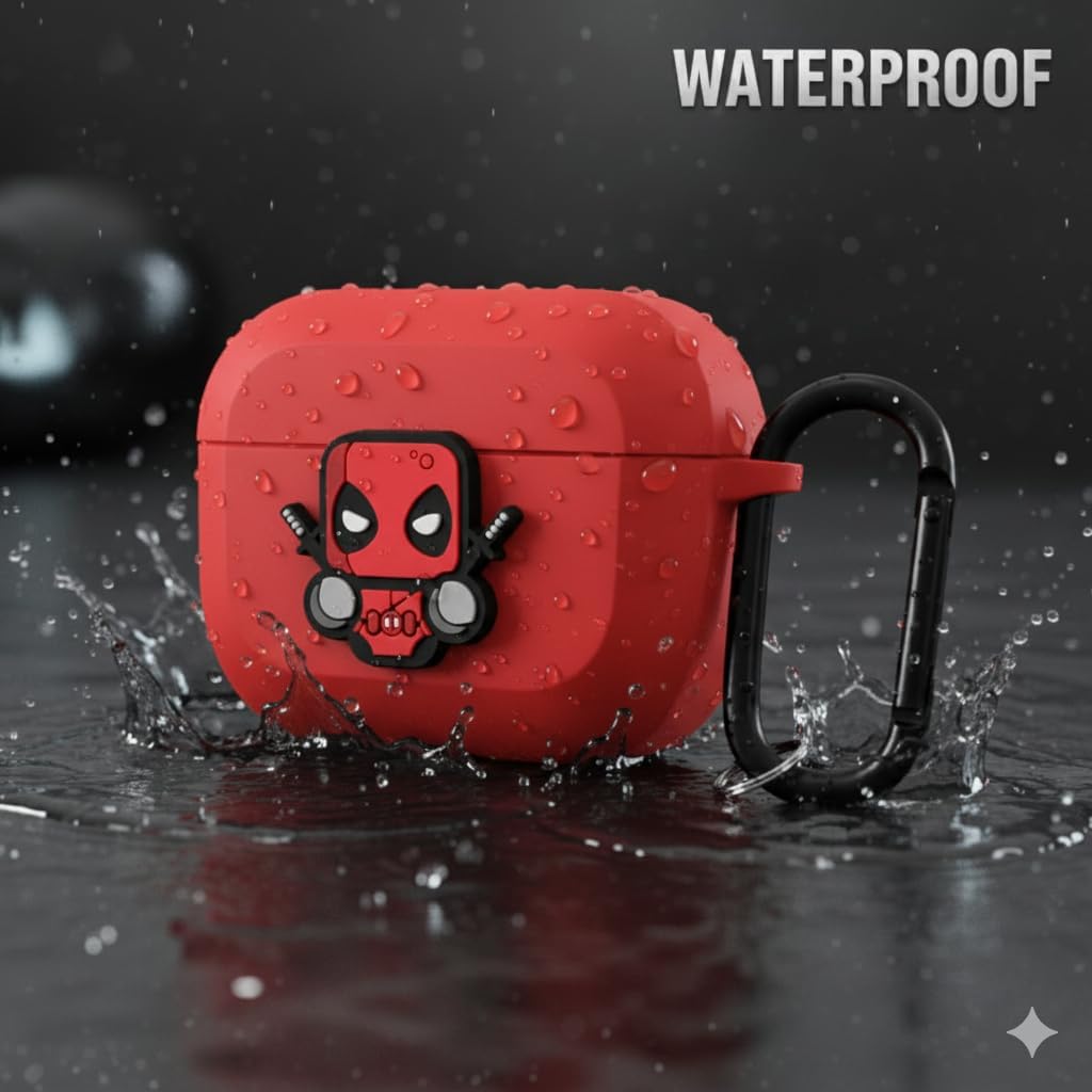 Silicone Cover Compatible with Oneplus Buds Nord 3r (2025), Soft Silicone 360° Full Protection Dust-Proof Shockproof Case Cover with Hook (Cover Only) (Dead-Pool) — Amazon image 3