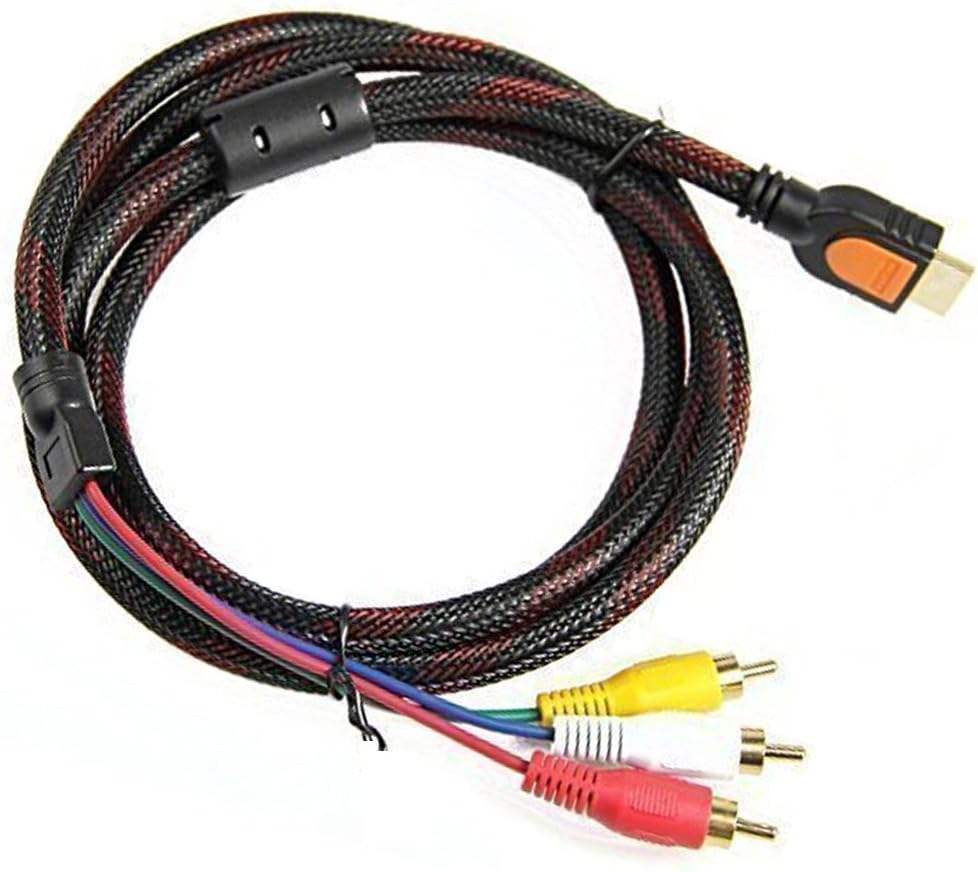 Rileysun 5Feet 1.5m HDMI to 3RCA Video Audio AV Component Converter Adapter Cable For HDTV DVD and most LCD Projectors(Does not for PS4)