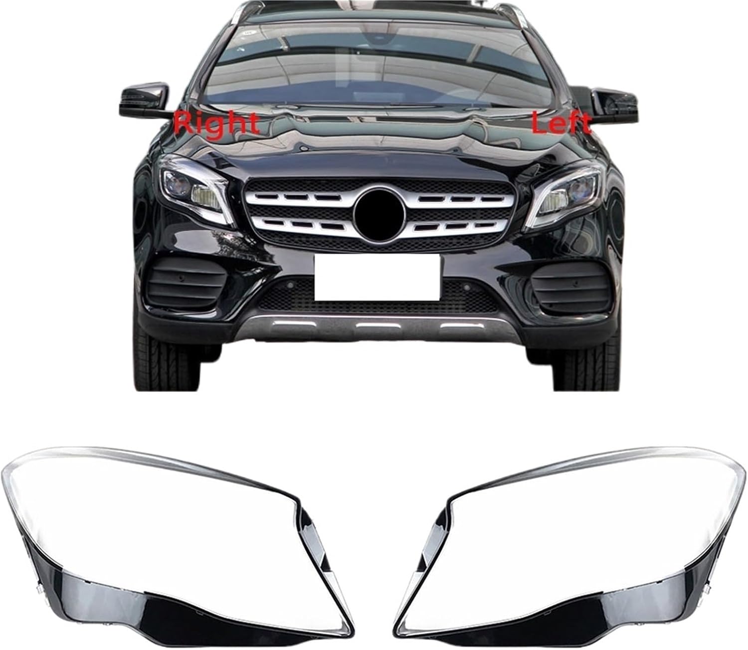 Compatible for Mercedes for Benz GLA200 GLA220 GLA260 2018 2019 Front Headlamp Cover Transparent PC Lampshade Headlight Shell Lens Plexiglass(A Piar) (Left)