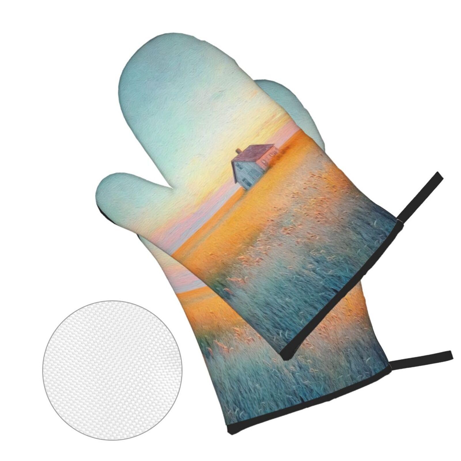 guanti barbecue Piante Di Pittura A Olio guanti forno,resistenti al calore, antiscivolo, spessa e sicura Cucina al barbecue