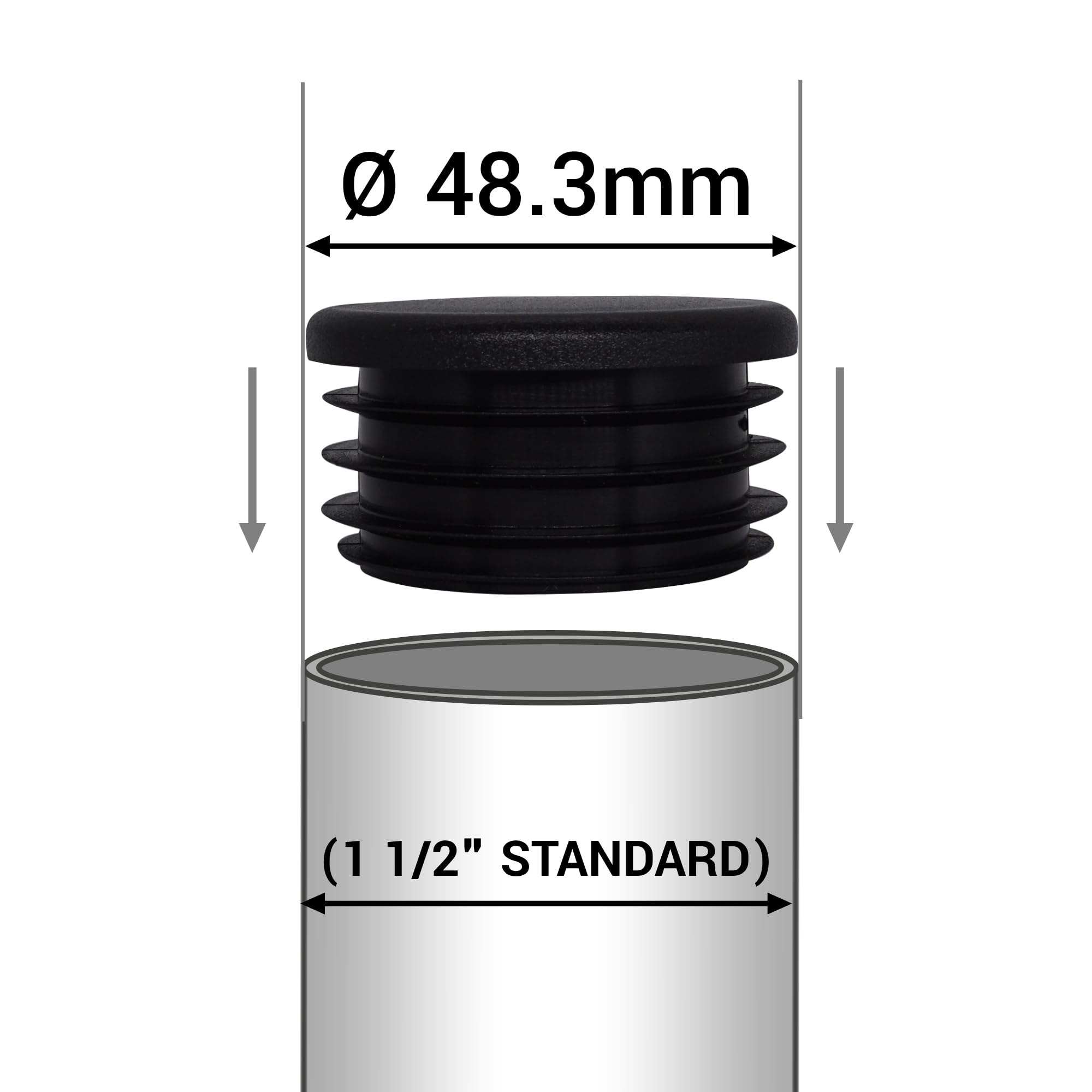 SKIR'CO (16 pcs) Round Tube Inserts 1 1/2", Fence Post Plugs, Black Plastic Tube End Caps, Pipe Plugs, Black RAL 9005 - Image 3