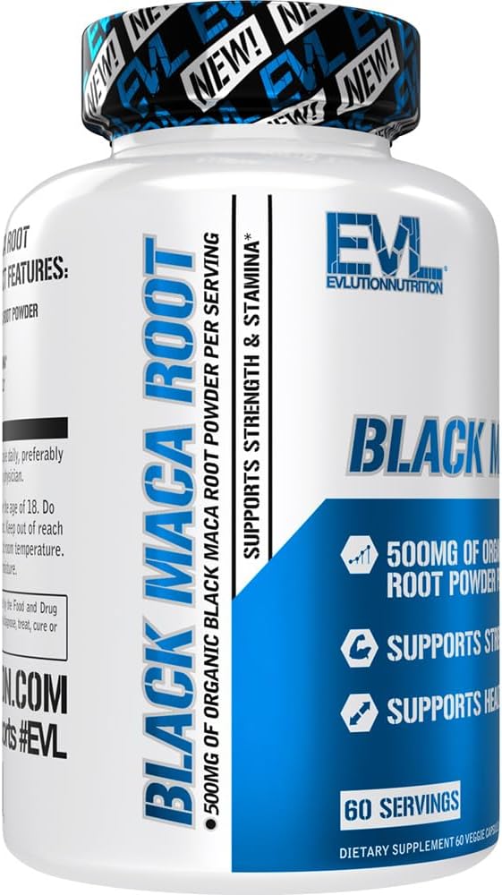 Evlution Nutrition Black Maca Root - Energy Support - 500mg Organic Black Maca Root Powder - Workout Supplement - Vegetarian Capsules - for Strength Performance & Stamina - 60 Servings - Image 4