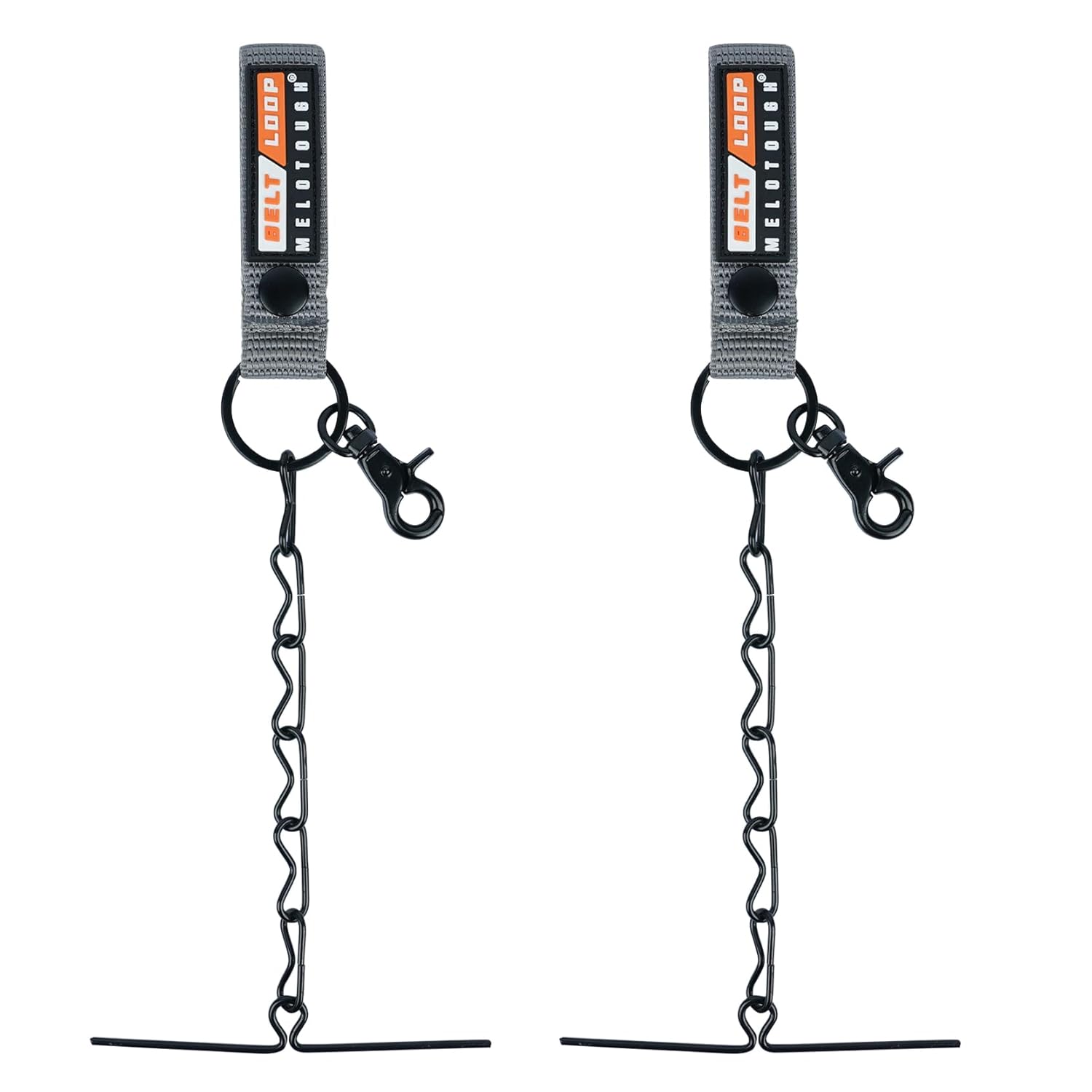 MELOTOUGH Tape Thong for Tool Belt Waist Electrical Tape Strap Chain with Keyring and trigger snap hook for Belt (Grey Color, 2)