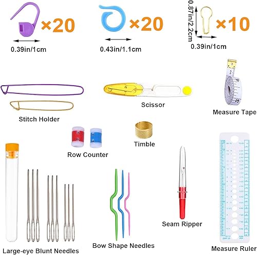 Miniatura 4 de Mdoker Kit de ganchillo de 100 piezas con hilo y accesorios de tejer, kit completo de tejido para principiantes que incluye ganchos de ganchillo de