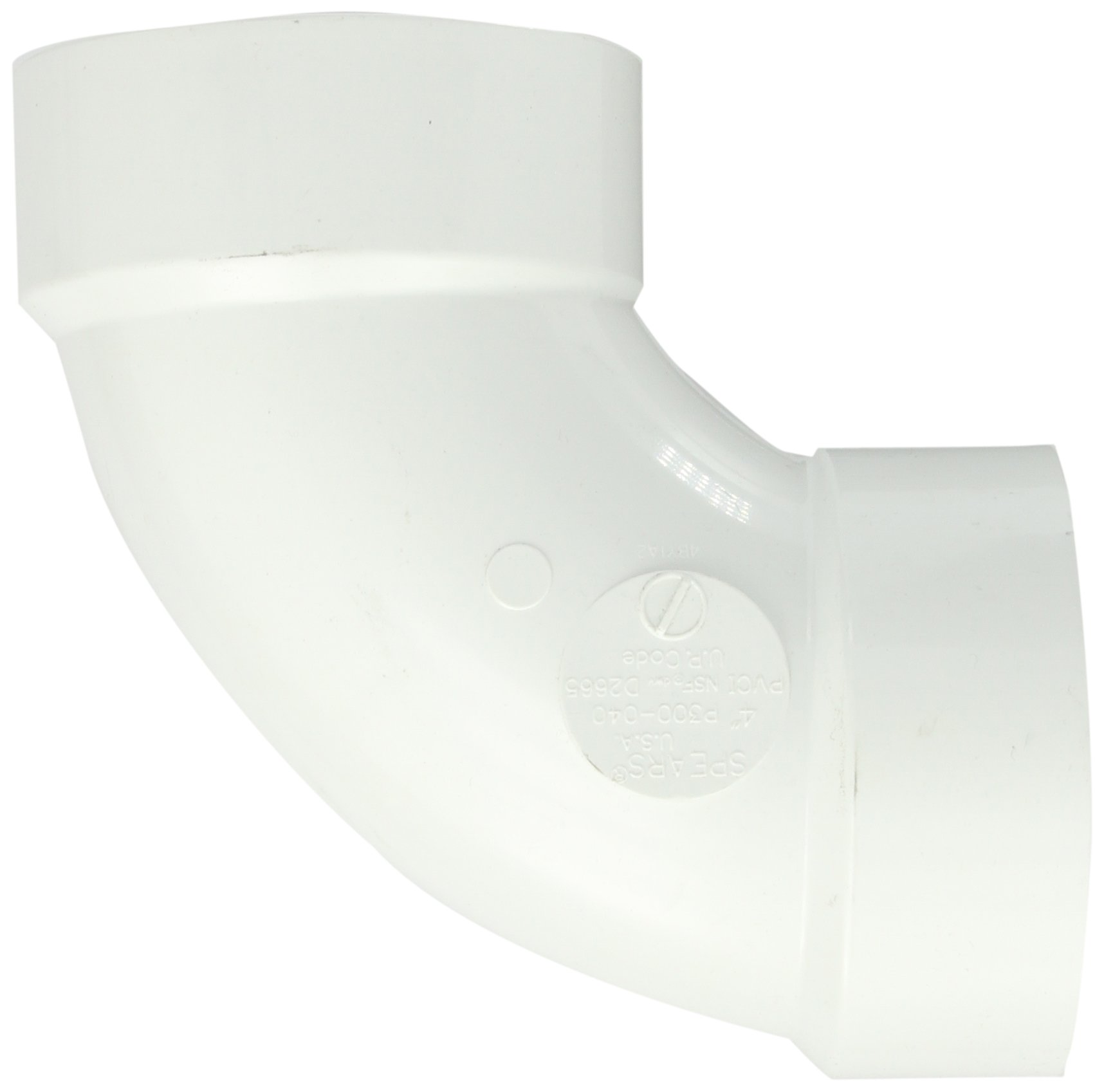 Spears P300 Series PVC DWV Pipe Fitting, 1/4 Bend, Elbow, 4
