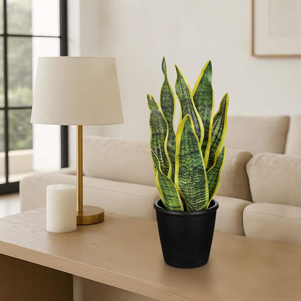 Oairse Pianta artificiale di serpente in vaso, 42 cm, pianta finta Sansevieria per interni, pianta finta in vaso per casa, ufficio, bagno, camera da letto, soggiorno, decorazione