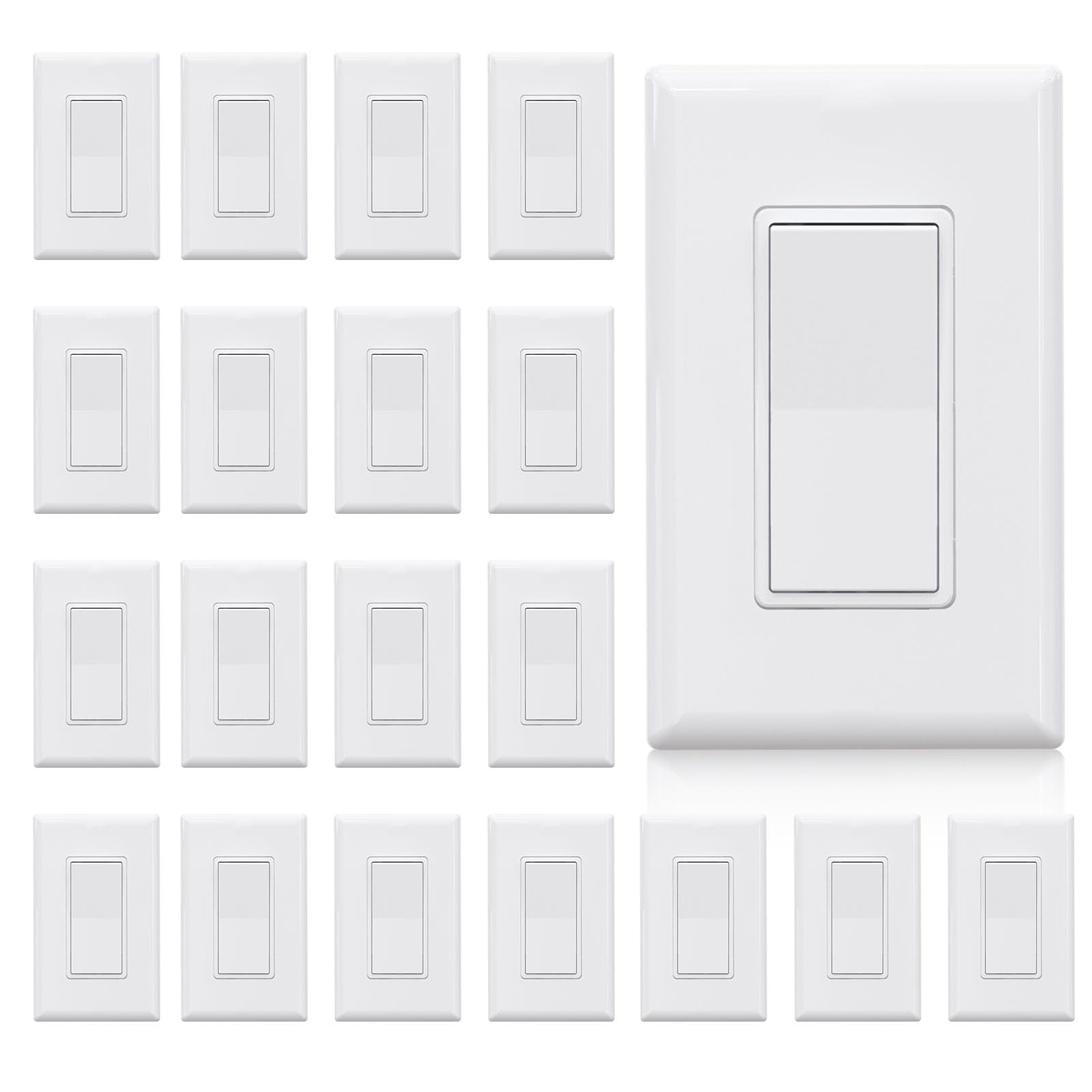 ELEGRP 3 Way Decorator Light Switch, 15Amp, 120-277 Volt, AC Rocker Paddle Wall Switch Replacement, Self-Grounding, Residential Grade, Screwless Wall