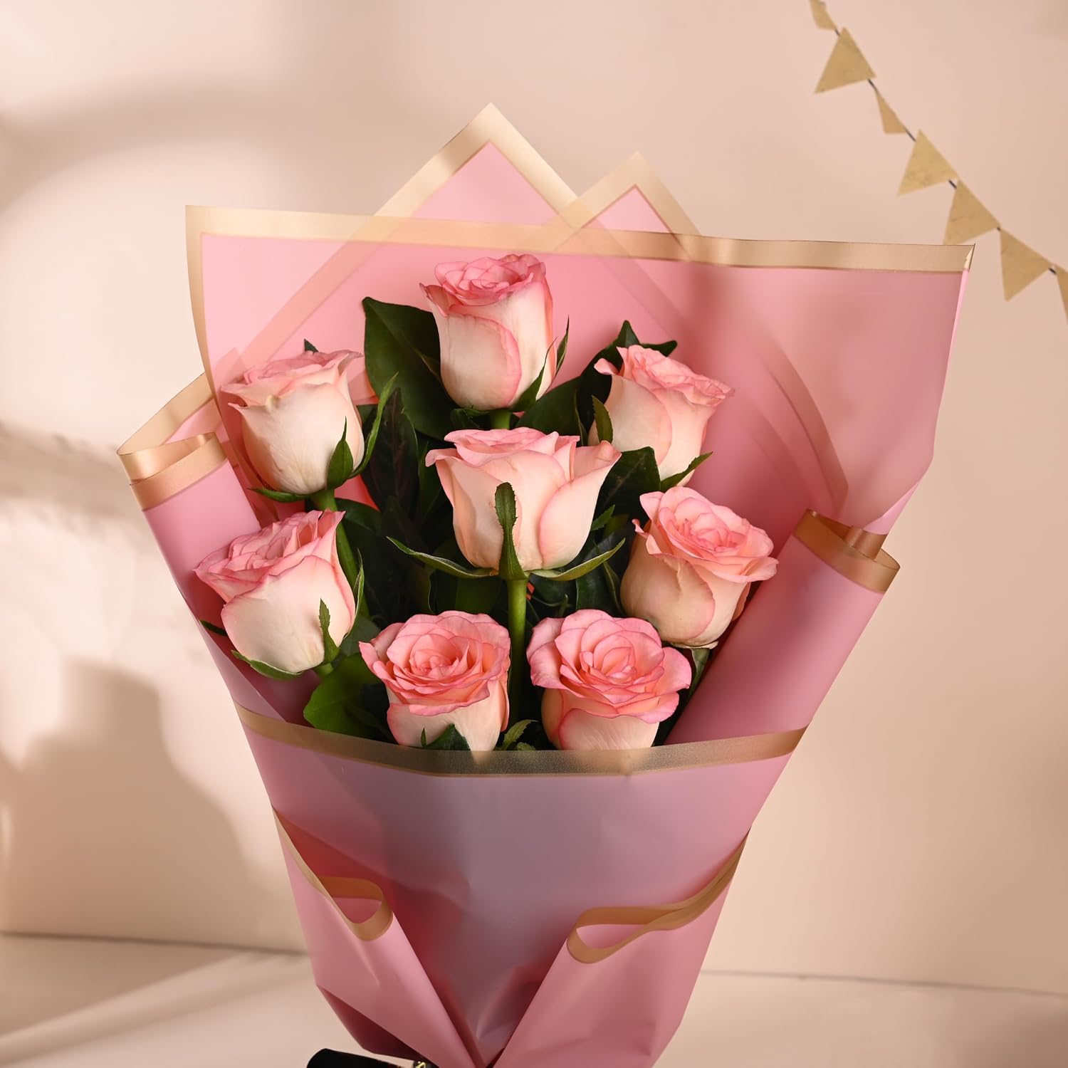 Fresh Pink Roses Bouquet | 9 Premium Pink Roses with Elegant Wrapping | Fresh Flower Bouquet for Birthday, Anniversary, Valentine's Day, Wedding, Mother's Day & Special Occasions-image-23