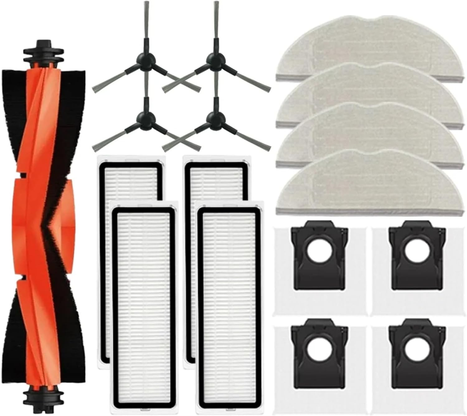 Spare Parts Main Side Brush Filter Mop Cloth Dust Bag Accessories for Dreame for Mova S10 Plus/Trouver S10 Plus(17PCS)