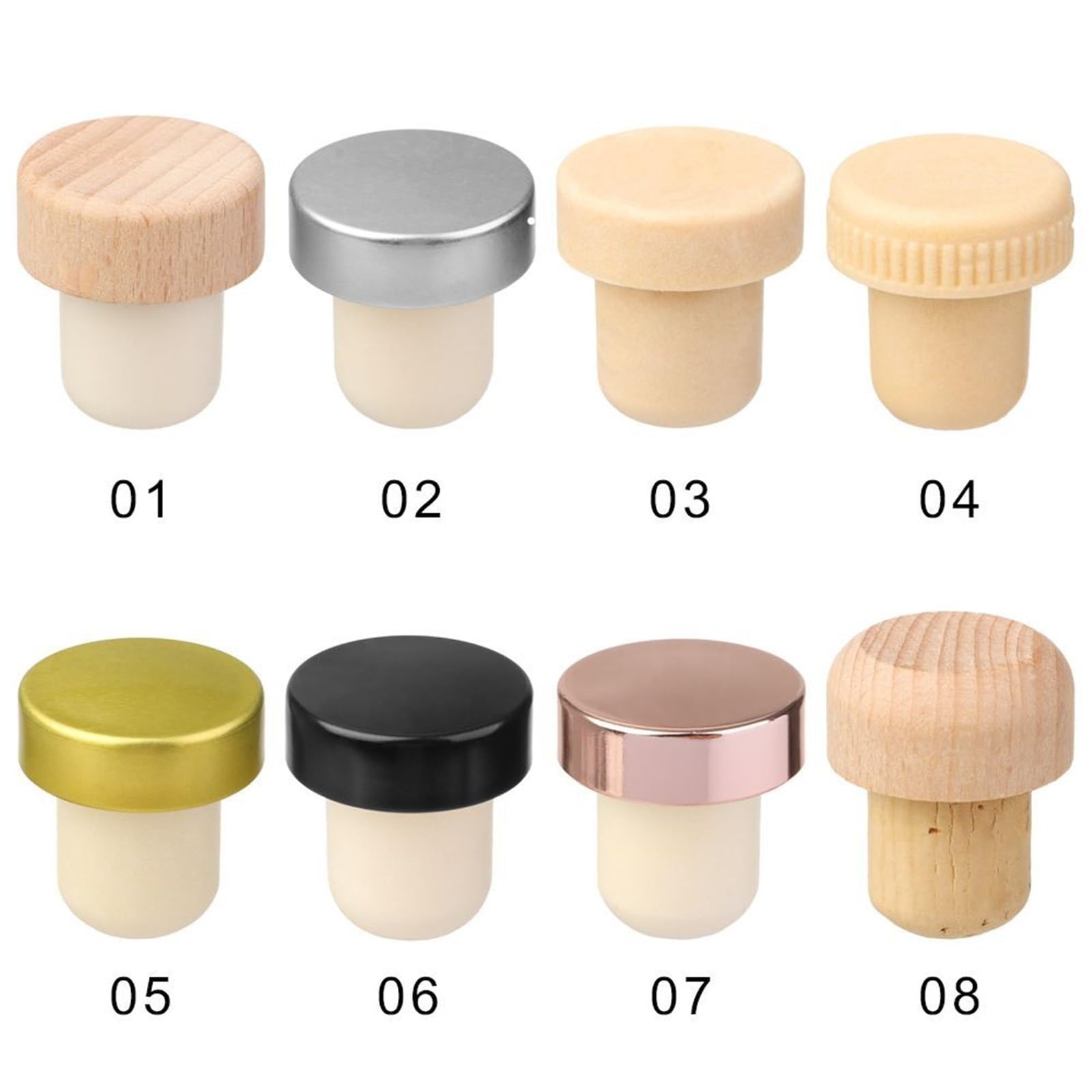 Bouchons en forme de T 50pcs vin Champagne bouchon bouteille caoutchouc couverture fournitures barre cuisine d'étanchéité outil for bière Soda liège(Color3)