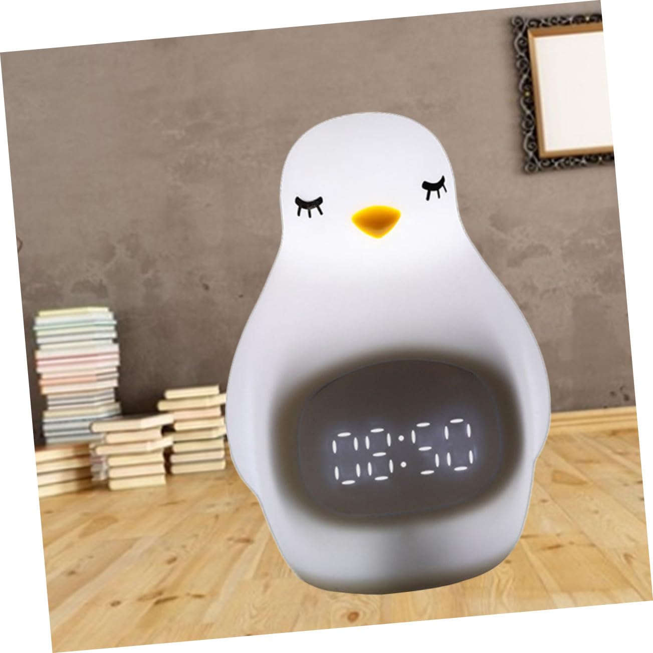 ORFOFE Kreativer LED Pinguin Wecker aus Silikon mit Alarmfunktion und Hautähnlicher Oberfläche Digitale Lampe für Kinderzimmer und Schlafzimmer Weiß