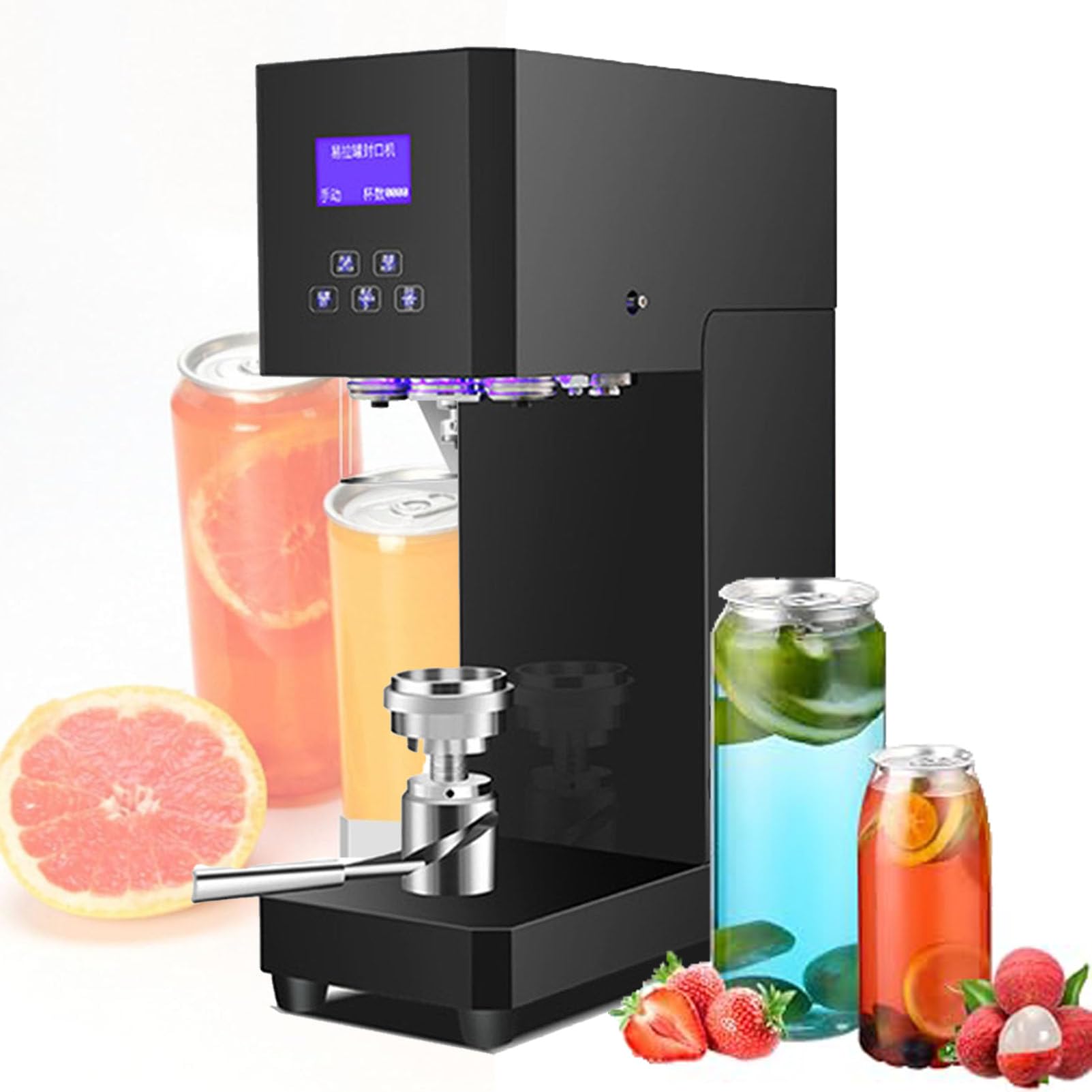asdchZen Commercial Automatic Cup Sealing Machine, Semi Automatic Can Sealer With Counter For Soda And Tin Cans (Black)