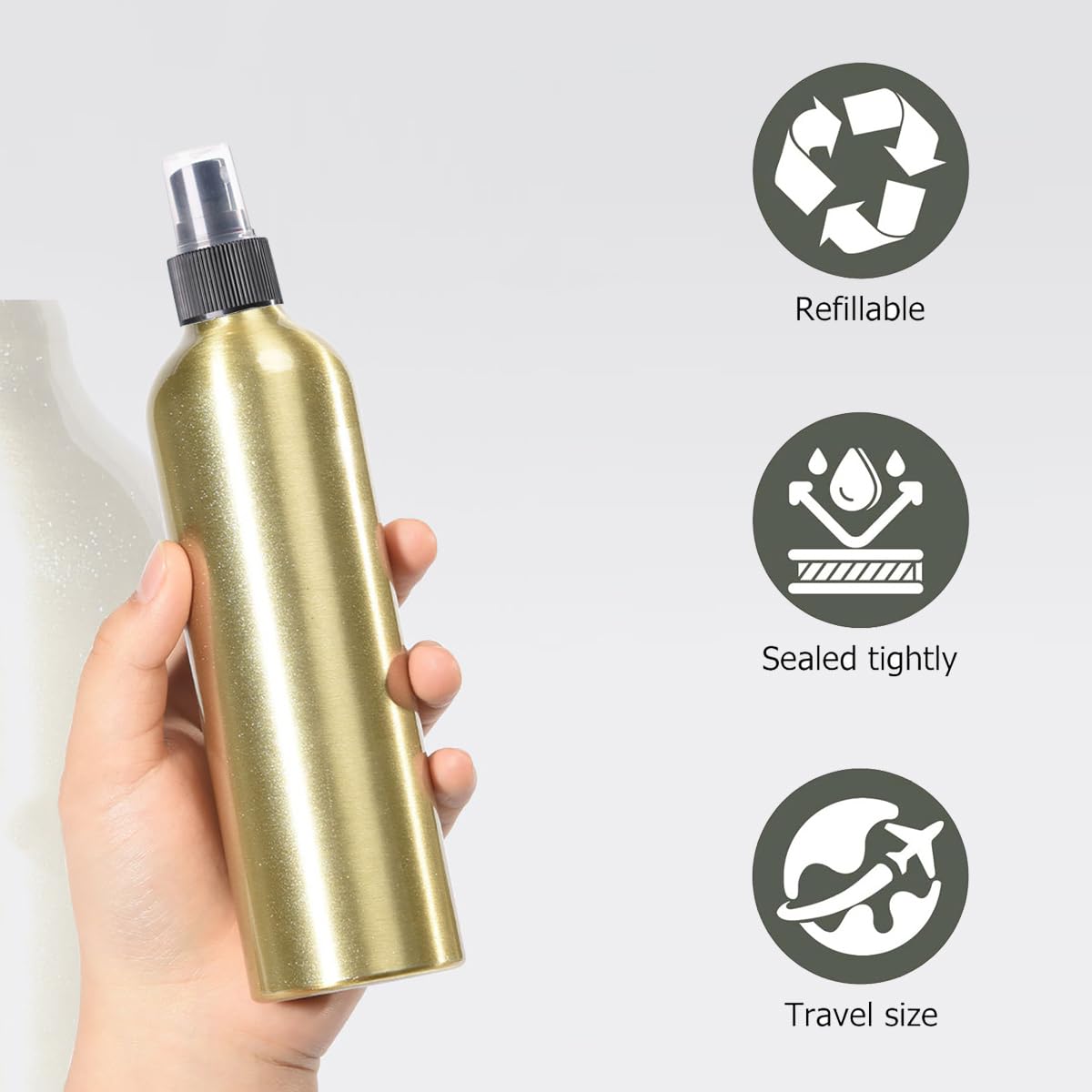24 Pezzi 250ml Bottiglie Spray in Alluminio Oro, Cosmético Portátil Botellas in Alluminio Flacone per Profumo Oli Essenziali Tonico Soluzioni Detergenti