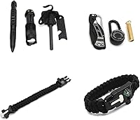 Vista 9 de HongK - Equipo al aire libre Survival Kit 8 en 1 Herramientas de emergencia plegables portátiles militares Camping táctico al aire libre Desastre