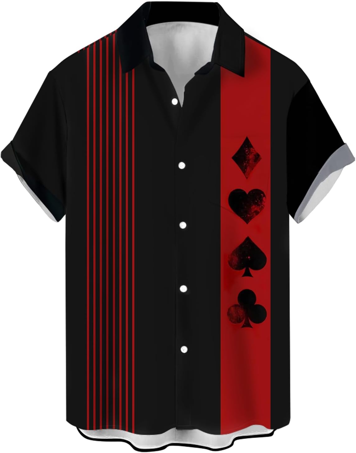 CURBODO Bowling Shirts for Men Retro Short Sleeve Button Down Shirt Hawaiian Casual Printed Beach Shirt