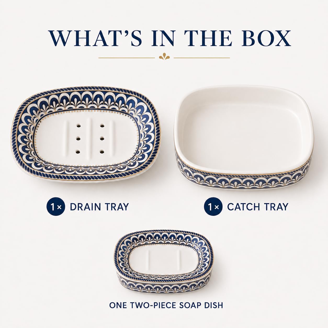 Double-Layer Ceramic Soap Dish, Self-Draining Bathroom Holder