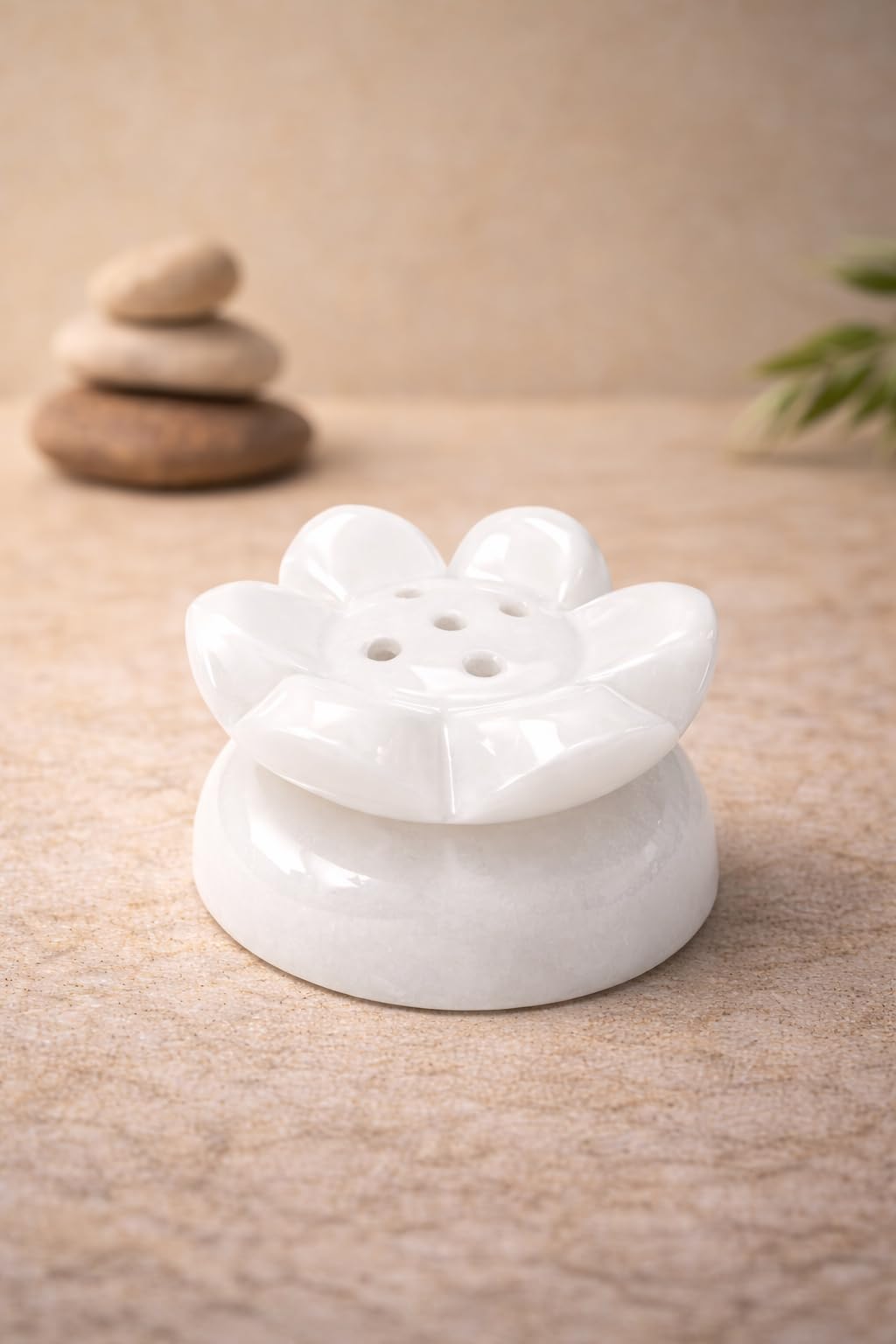 Venktesh Designs White Marble Lotus Agarbatti Stand, White Flower Design Incense Stick Holder | 2 Inch Handcrafted Incense Holder for Pooja, Home Mandir & Meditation.-image-19