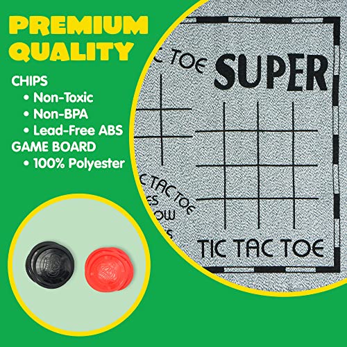 Joyin 80029 3-In-1 Vintage Giant Checkers, Tic, Tac, Toe, Game With Reversible Mat, 24 Chips, Family Board Game thumb #5