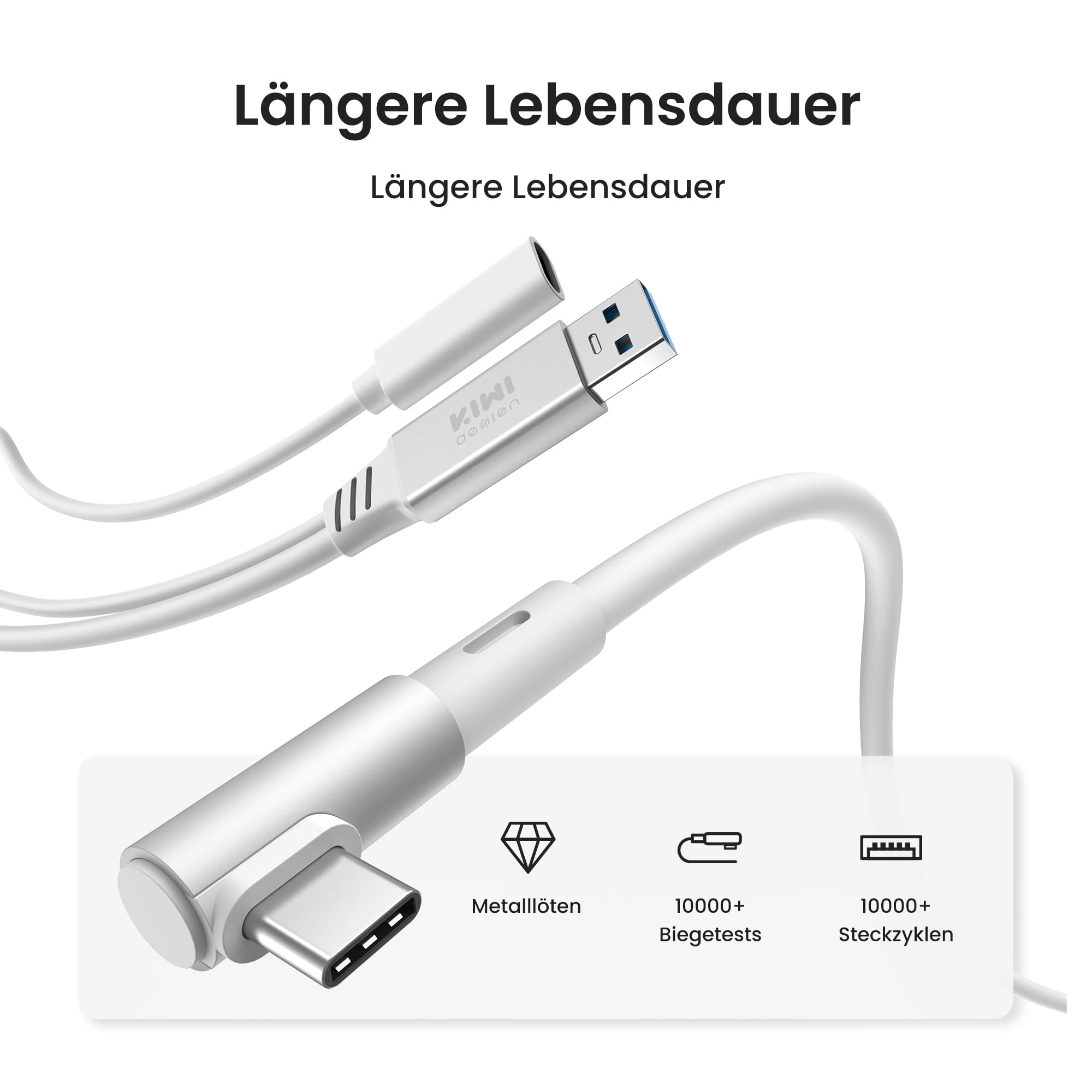KIWI design Link-Kabel mit Ladefunktion 5M Kompatibel mit Meta Quest 3s Quest 3 Quest 2/Pro/Pico 4 und PC/SteamVR, USB 3.0 zu USB C mit 5 Gbps High-Speed für Erweitertes Gameplay