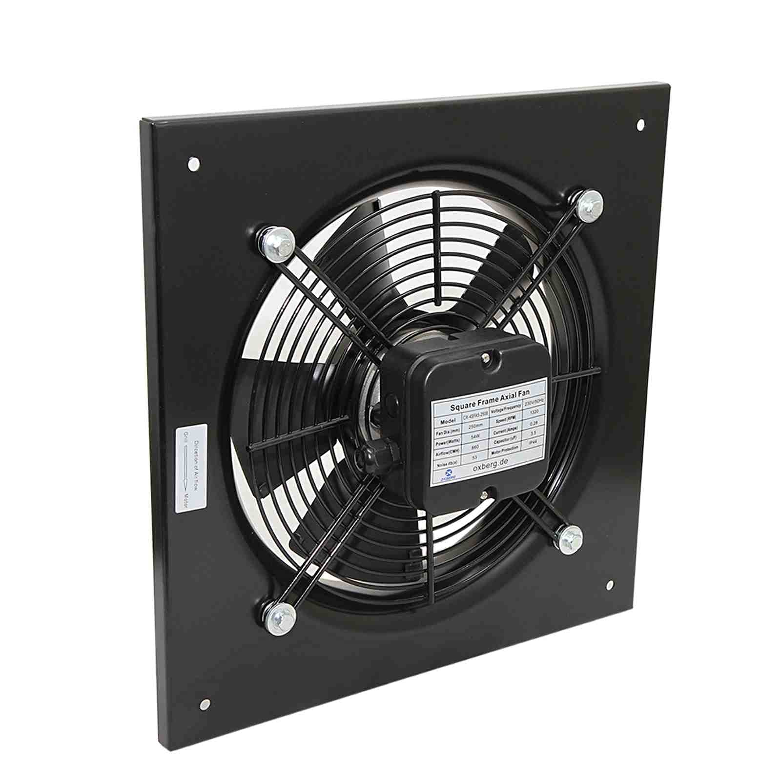 OXBERG Industrial Ventilation Metal Fan Axial Commercial Air Extractor Exhaust 200mm, 8" (200mm) 2450rpm 745m3