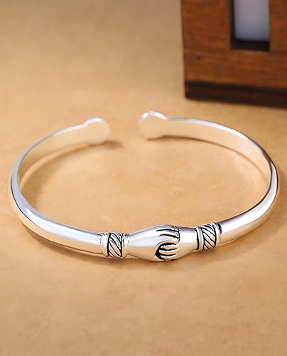 Miniatura 6 de Pulsera de plata esterlina para mujer, brazalete abierto ajustable S925, regalo de joyería italiana hecha a mano