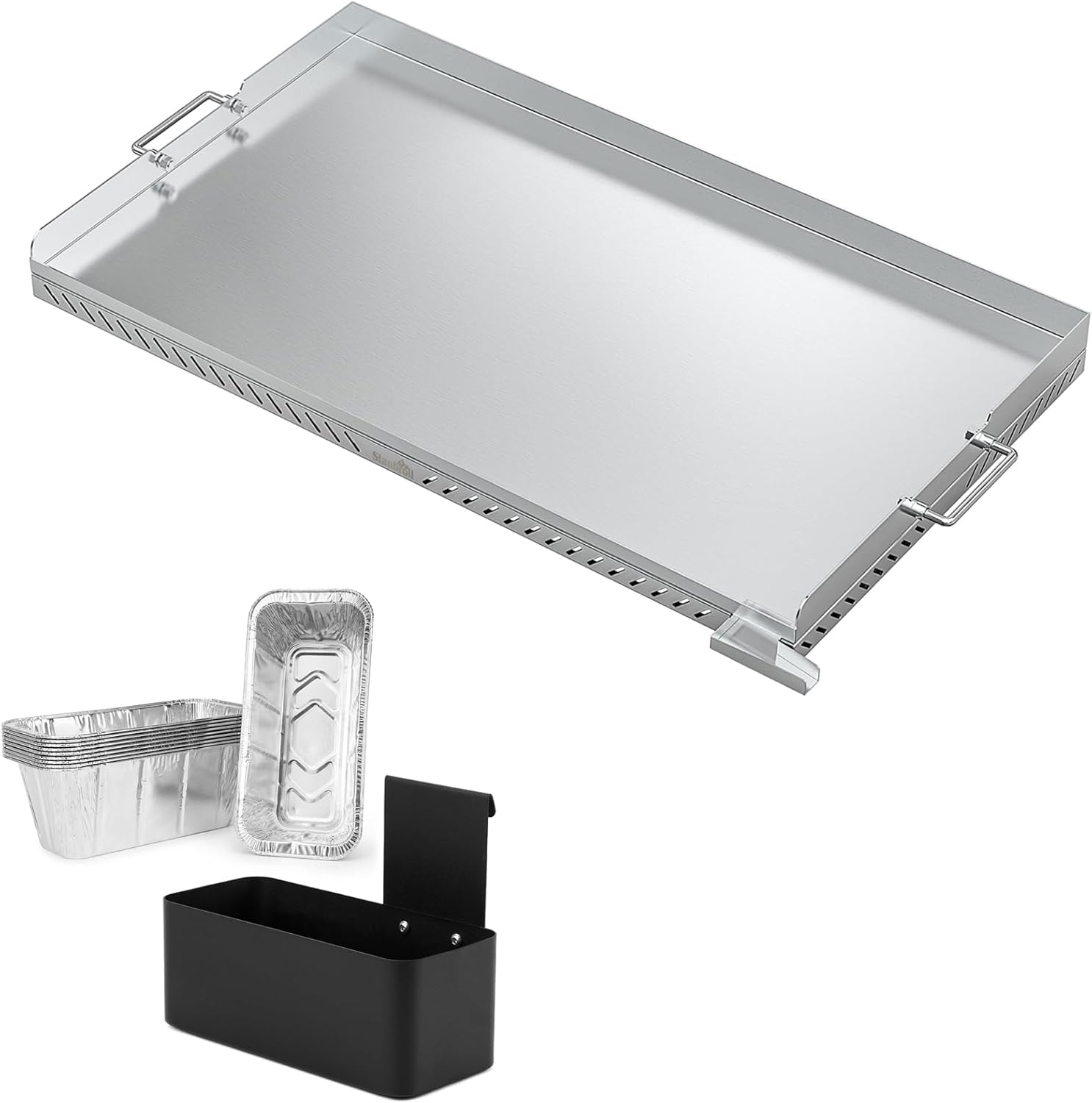 Stanbroil Stainless Steel Griddle Replacement Top and Grease Cup Combo for Blackstone 36" 4 Burner Gas Grill with Front Grease System