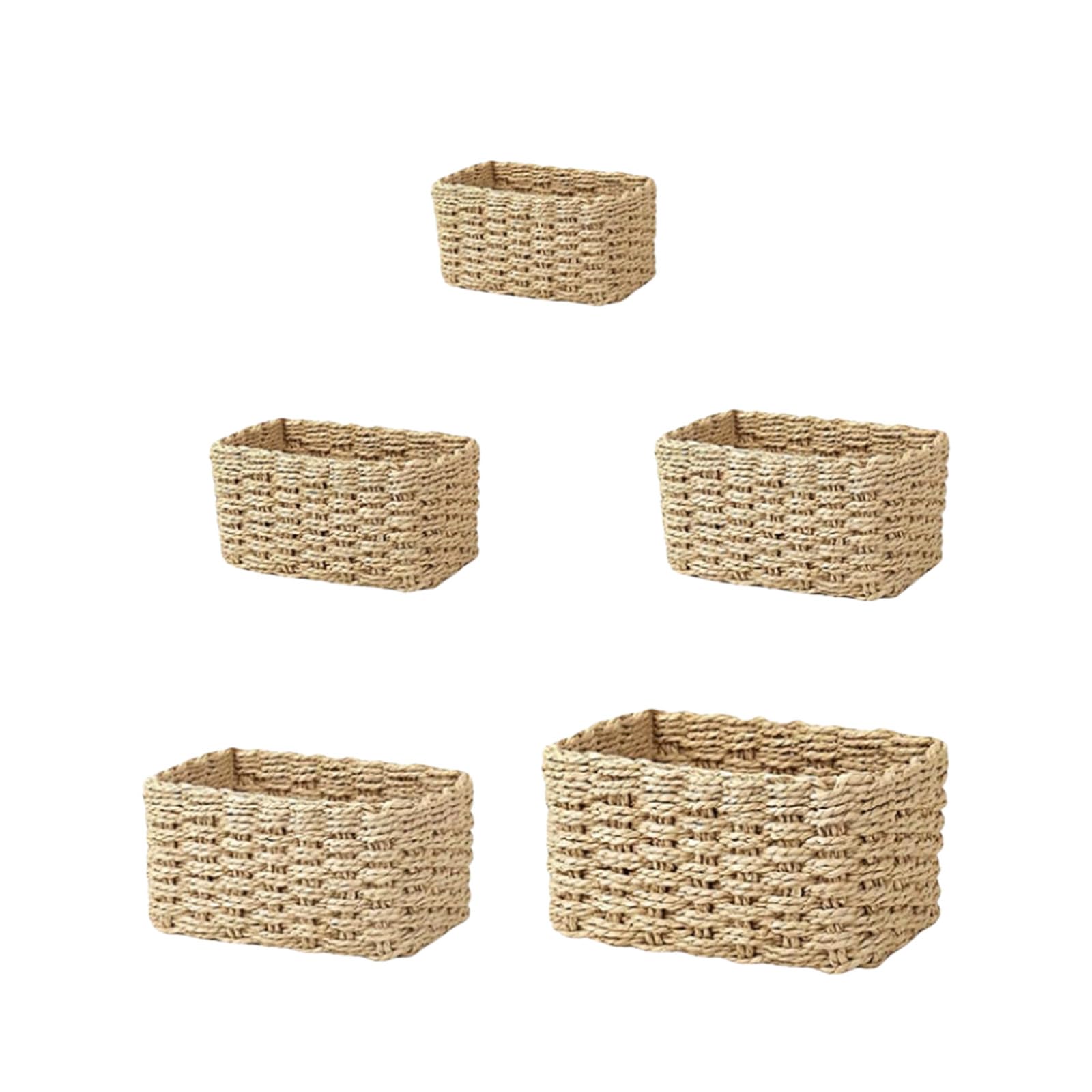 Panier empilables pour rangement maison multifonction en bois tissé