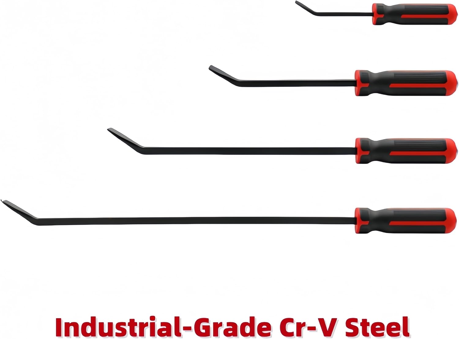 4-Piece Flat Pry Bar Set, 8" 12" 18" 24" Heavy Duty Pry Bars, Mini Pry Bar Crowbar Set with Striking Cap, Chrome Vanadium Steel, Mechanic Tools for Professional Repair Trim Removal