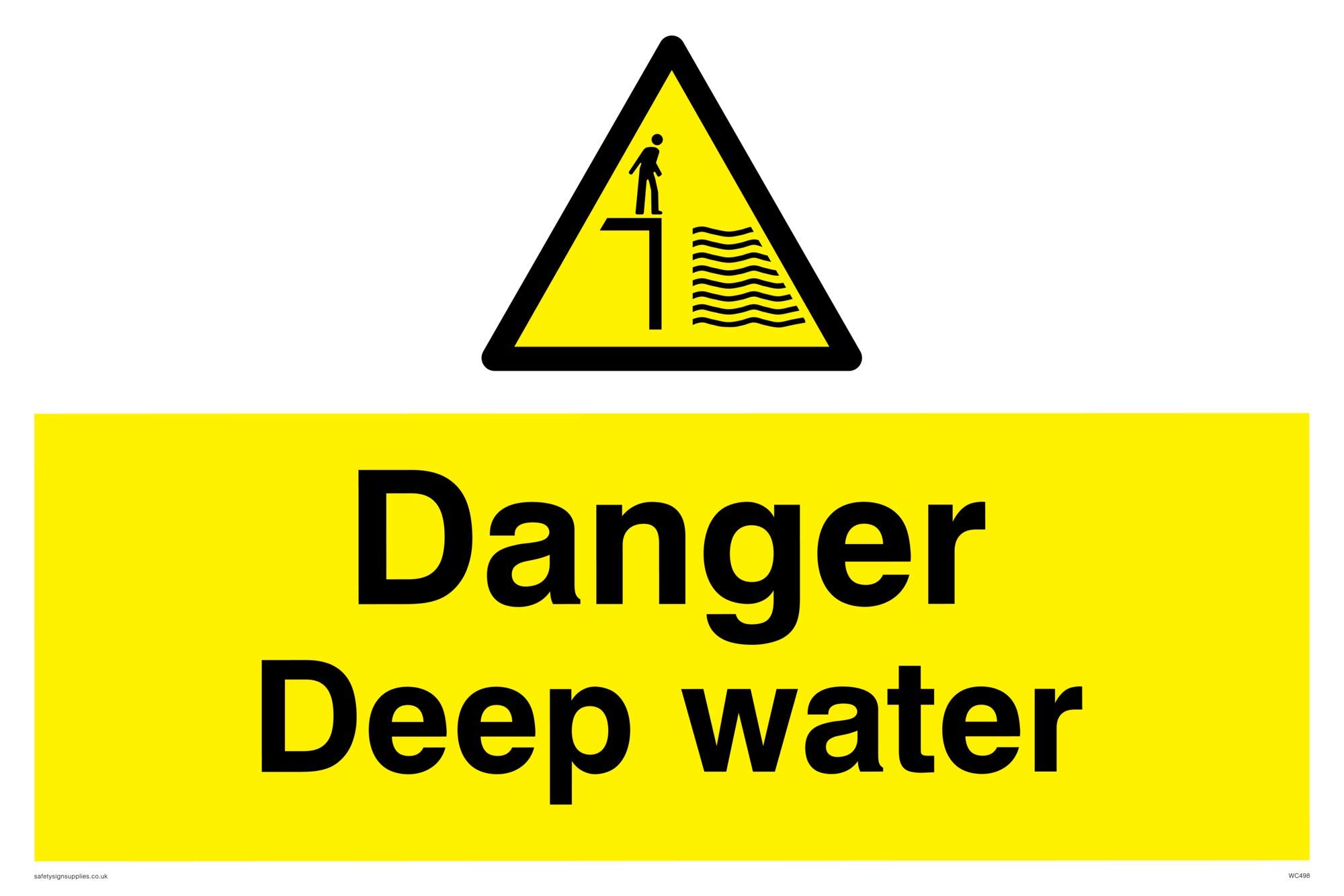 Viking Signs WC498-A2L-V "Danger Deep Water" Sign, Vinyl, 400 mm H x 600 mm W