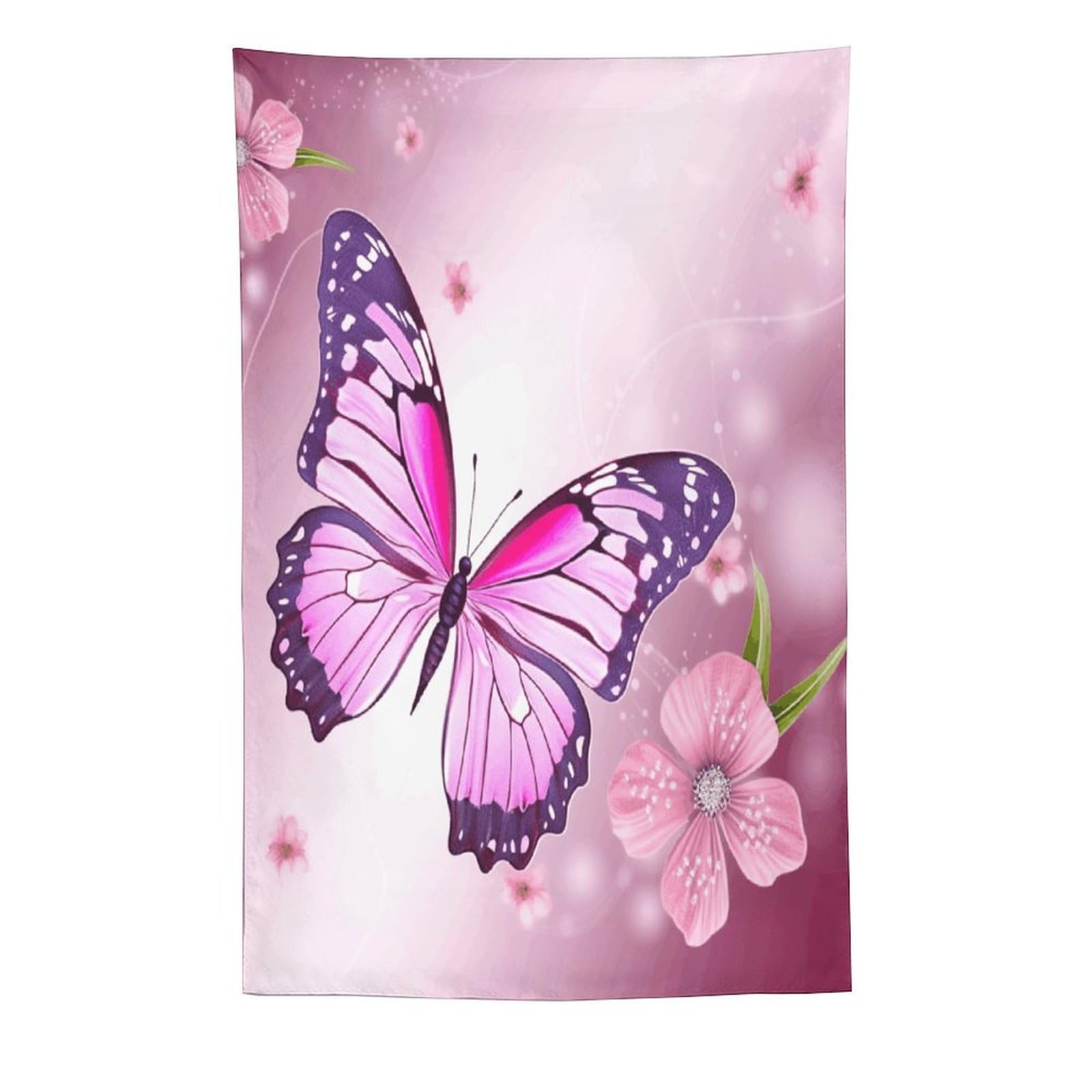 MUSM Pink Butterfly Tapestry with Installation Kit Personalized Wall Tapestry Aesthetic Tapestries Backdrop Banner Wall Art Hanging Decor for Home Picnic Beach Blanket 60"x90"