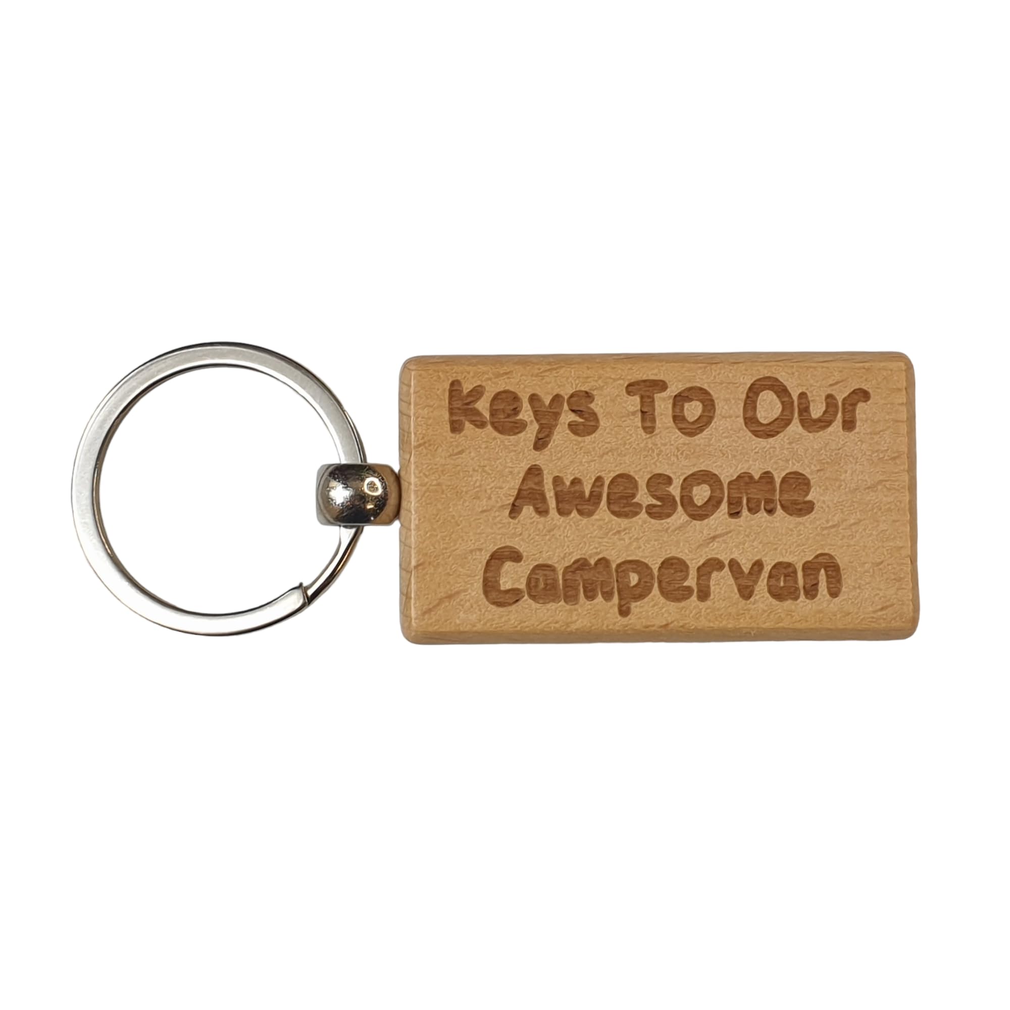 Decalarama Brown Campervan Keyring Gift - Keys To Our Awesome Campervan - Nice Cute Engraved Wooden Key Fob Novelty Custom Present