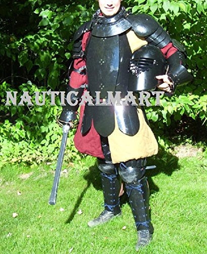 NauticalMart Medieval Knight Body Armor Breastplate with Helmet Gorget Pauldrons Leg Armor