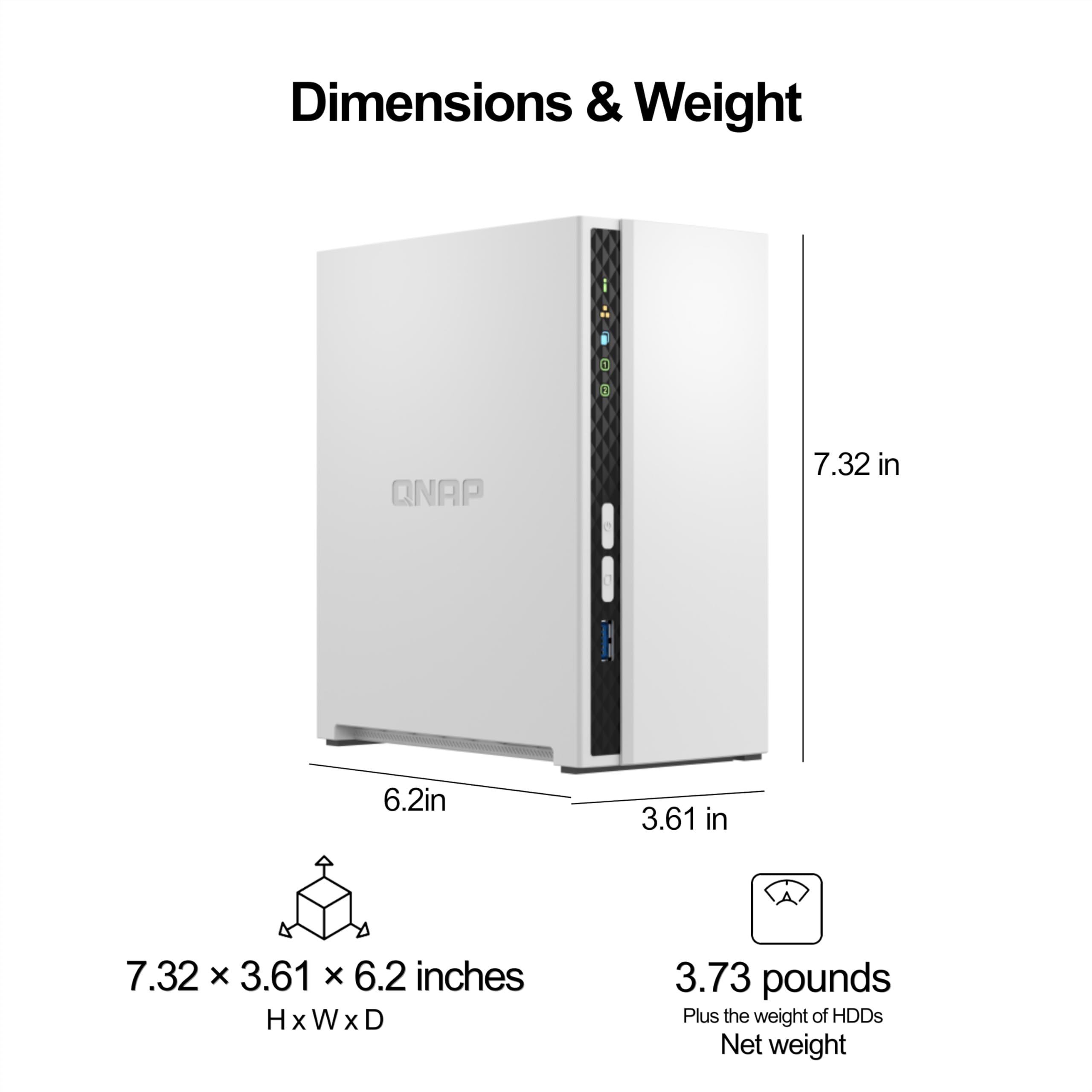 QNAP TS-233-24WD-US NAS domestico a 2 alloggiamenti con capacità di archiviazione di 4 TB, bundle HDD preconfigurato RAID 1 WD Red Plus, con porte 1GbE