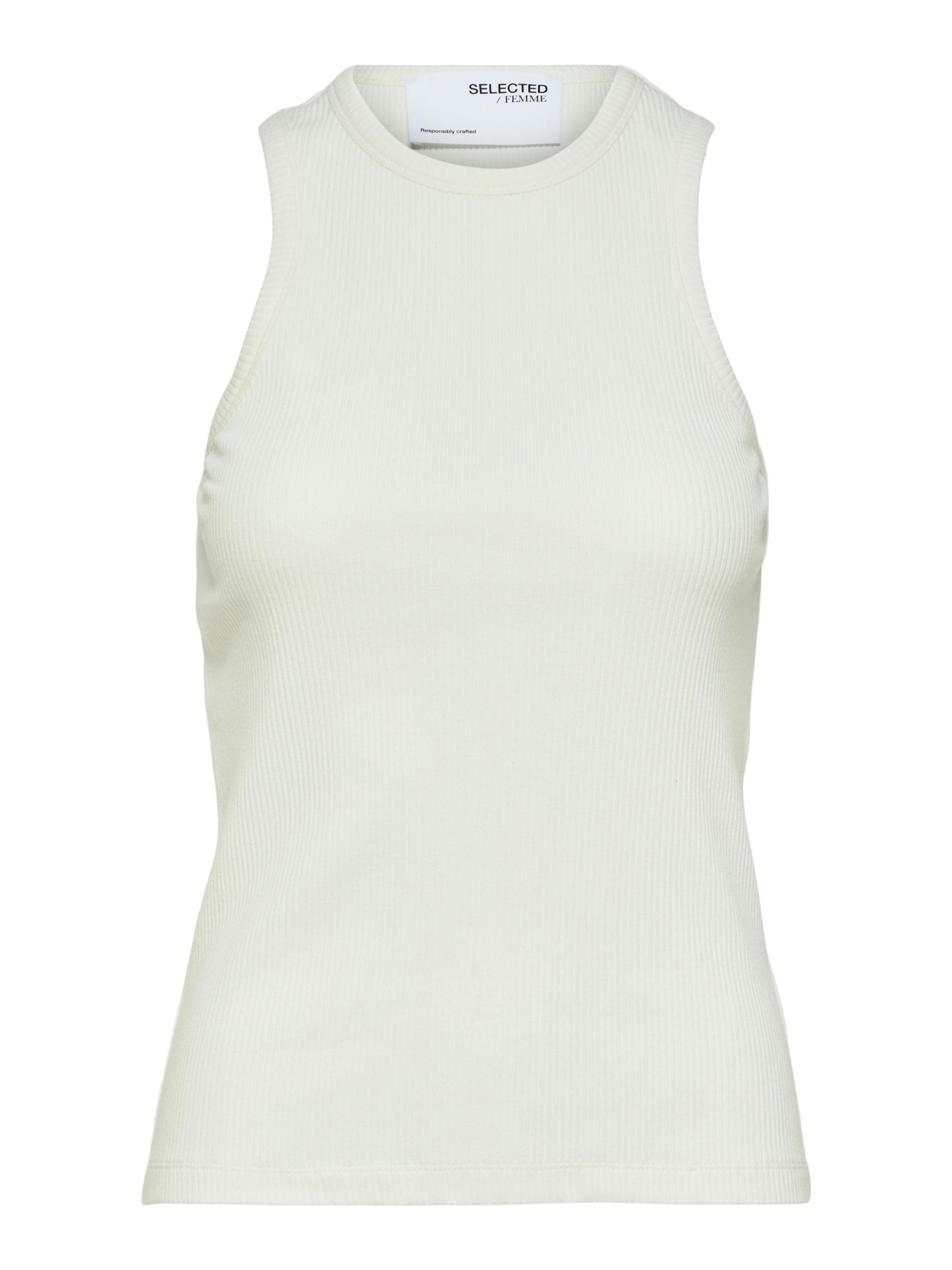 SELECTED FEMME Female Ribbed Tank Top, Snow White, S