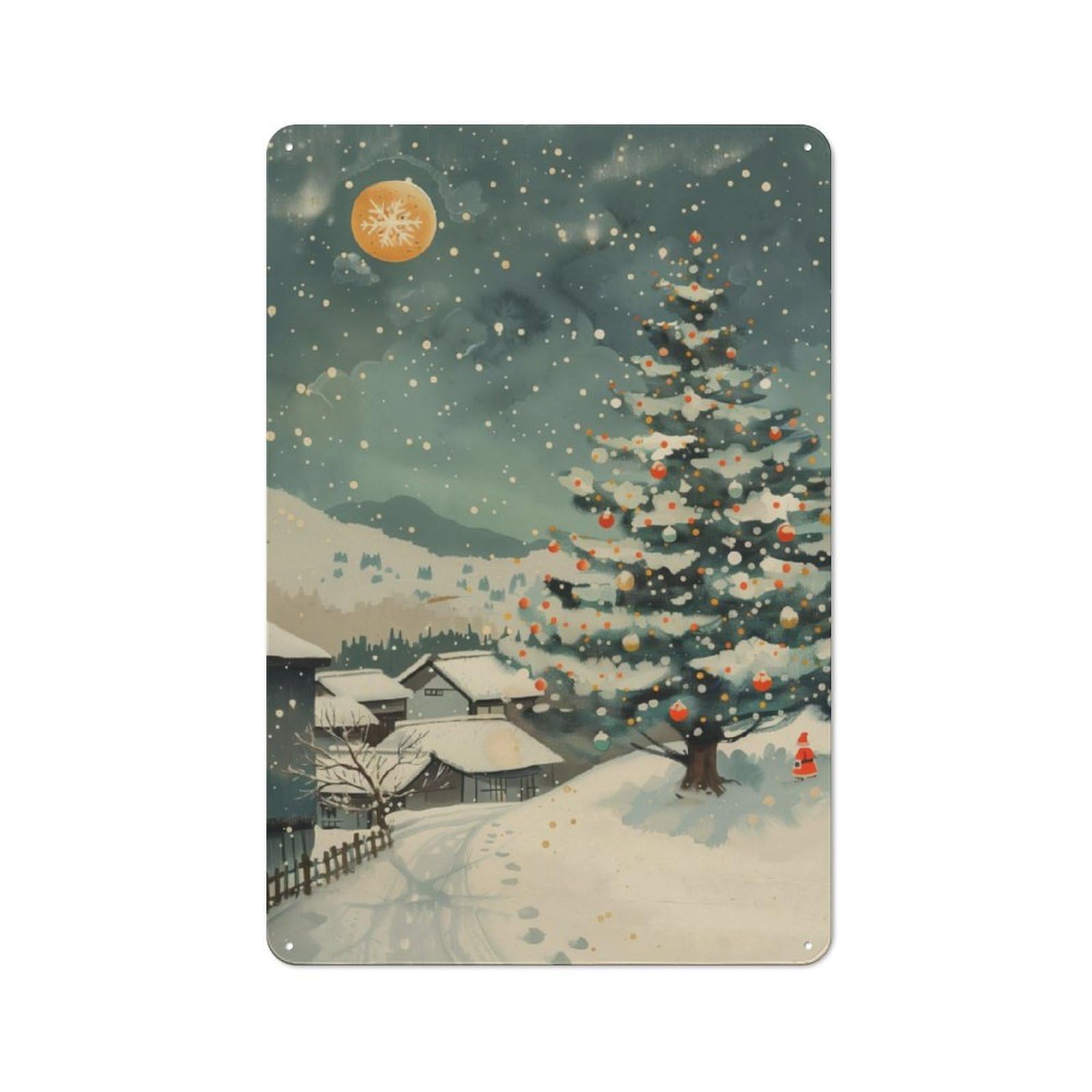 Modern Retro Christmas05 Metal Wall Art Sign 30x20cm, Studio Wall Art for Modern Home, Workshop, Office Or Cafe