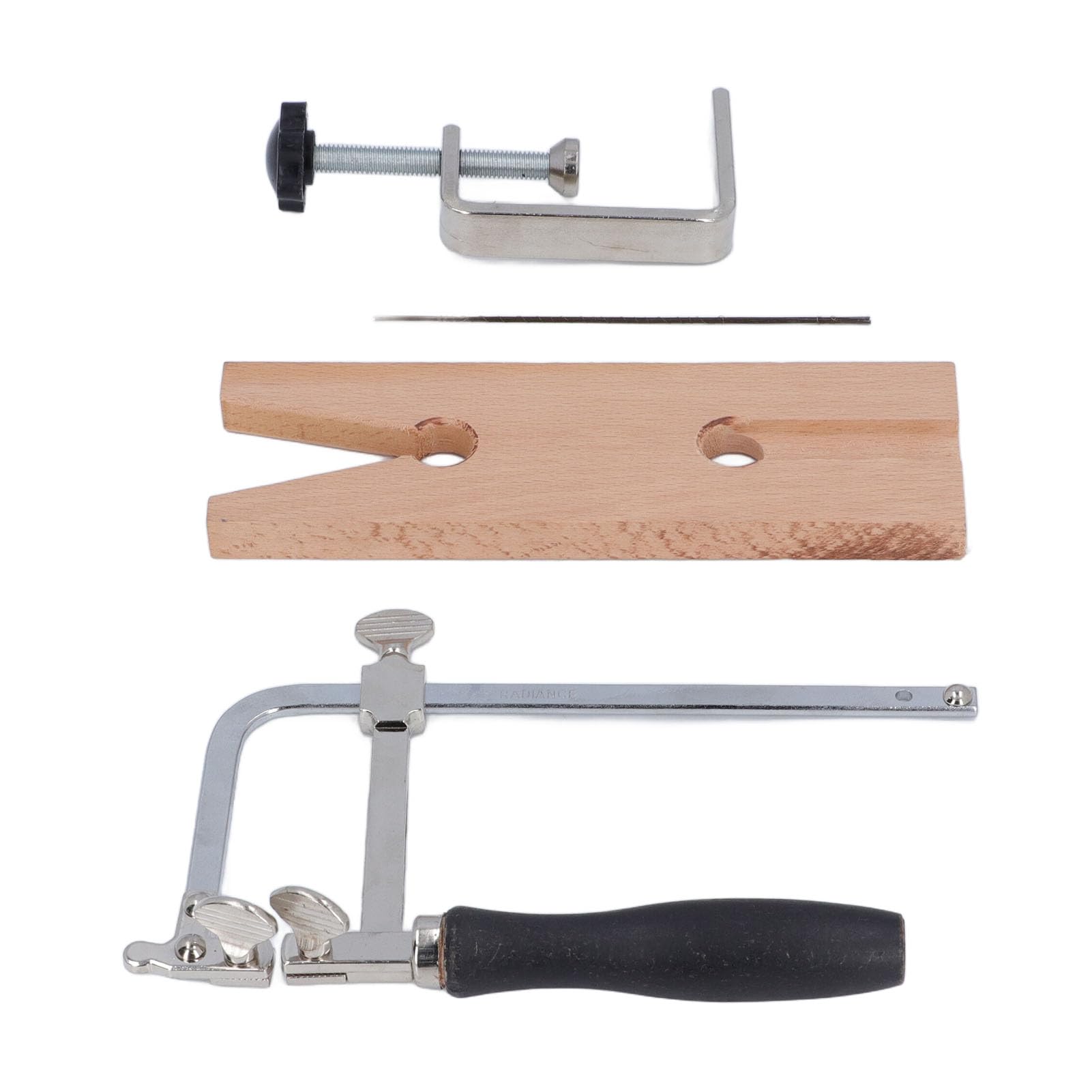 Kit de Sierra para Joyería 3 en 1 con Abrazadera VC, Abrazadera en C y 12 Cuchillas de Repuesto para Corte de Joyería, Elaboración de Metal, Madera y Cera