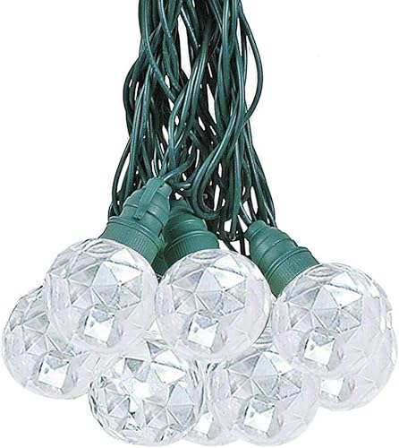 Tira de luces LED G40 de 10 pies para patio al aire libre con 10 bombillas de globo blanco puro, cadena de luces colgantes Market Bistro Café, base