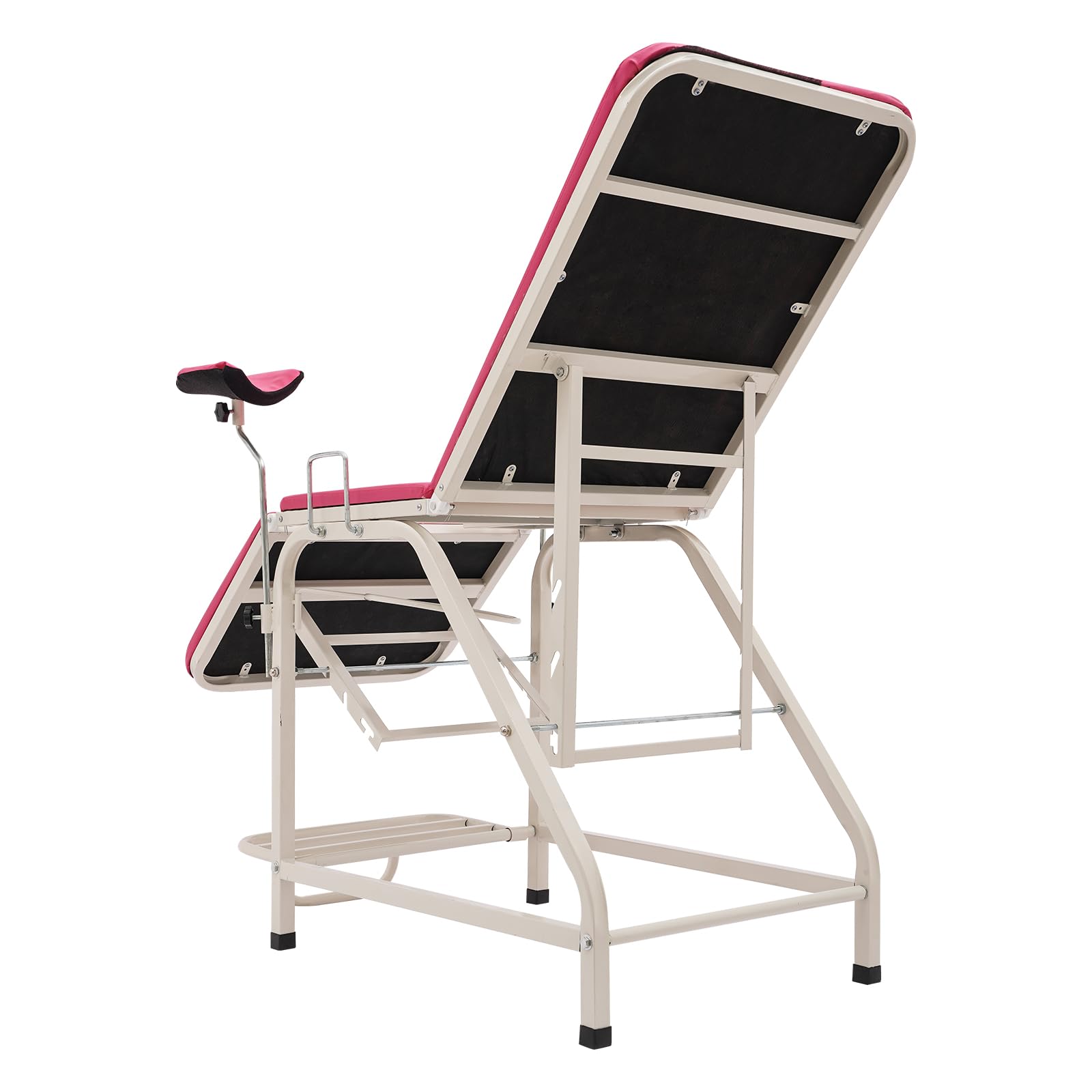 Faltender Gynäkologischer Stuhl Verstellbar 0-65° mit Beinhaltern | 150kg Traglast, PU-Polsterung | Für Untersuchung & Geburtshilfe (Rosa)