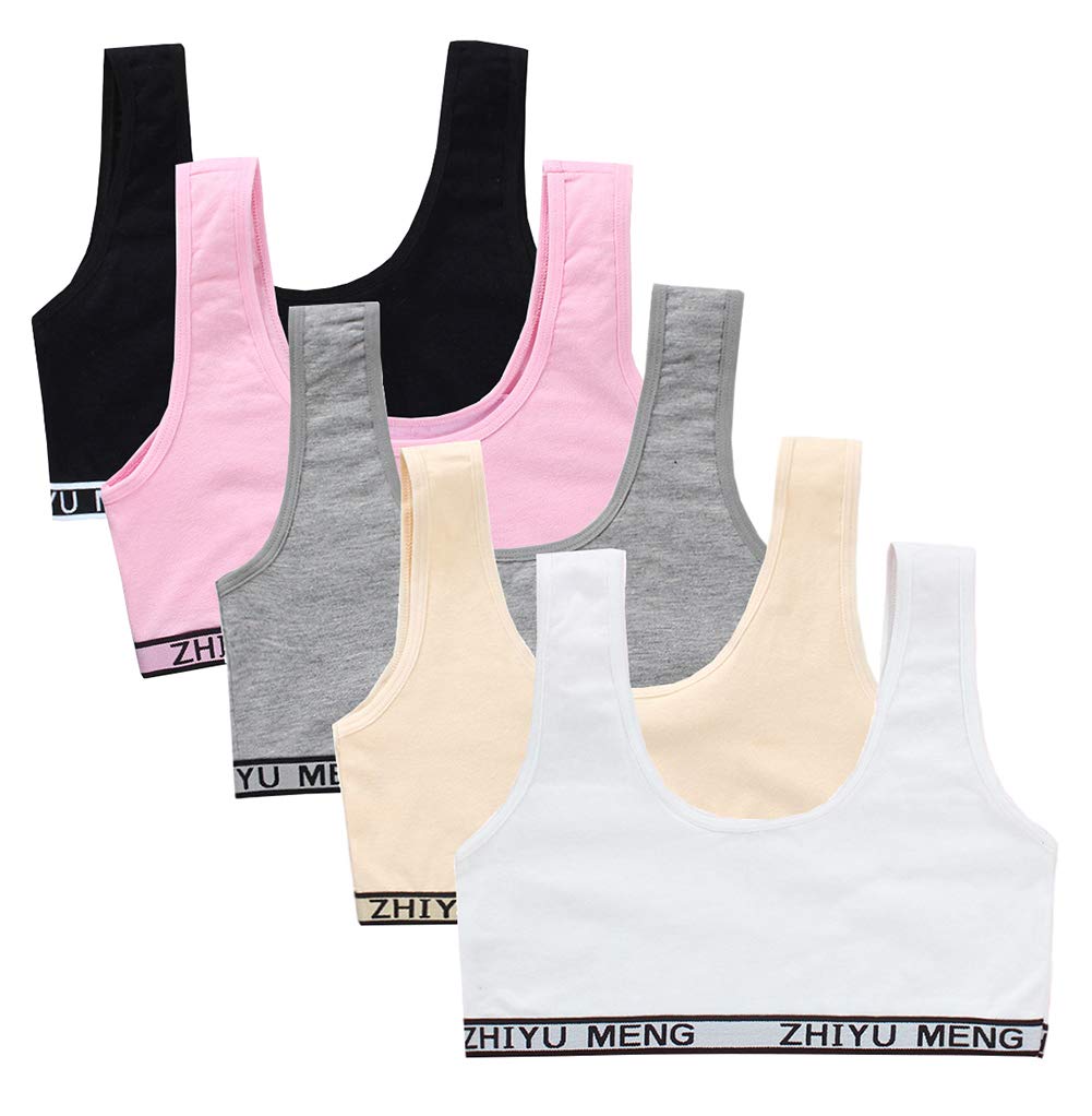 Bevalsa Lot de 5 Filles Brassieres Dentelle,Bra sous-vêtements Bustier Fille Soutien-Gorge de Sport Crop Tops Haut Bandeau Lingerie 10-16ans,Multicolore 1,Taille Unique