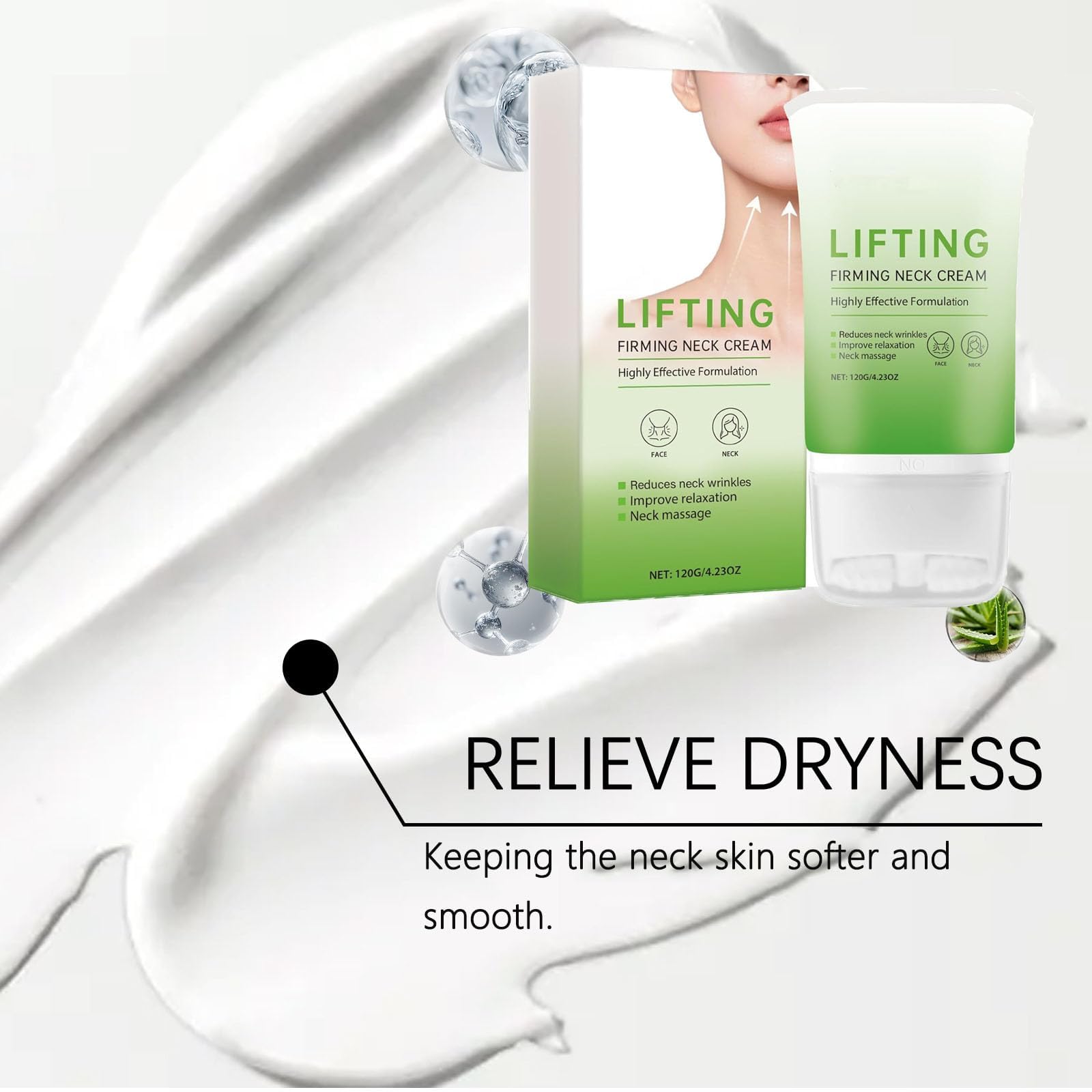 Crema Reafirmante y con Efecto Lifting para el Cuello, Crema Reafirmante Antienvejecimiento para Mujeres y Hombres, Reduce líneas finas y papada, Mejora la elasticidad e hidrata, Cuidado antiarrugas