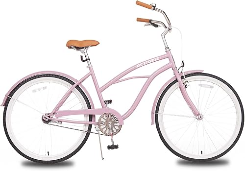 Miniatura 3 de ACEGER Bicicleta de confort para mujer, de 24 y 26 pulgadas, velocidad única y 7 velocidades, bicicleta de ciudad para adultos, marco de acero