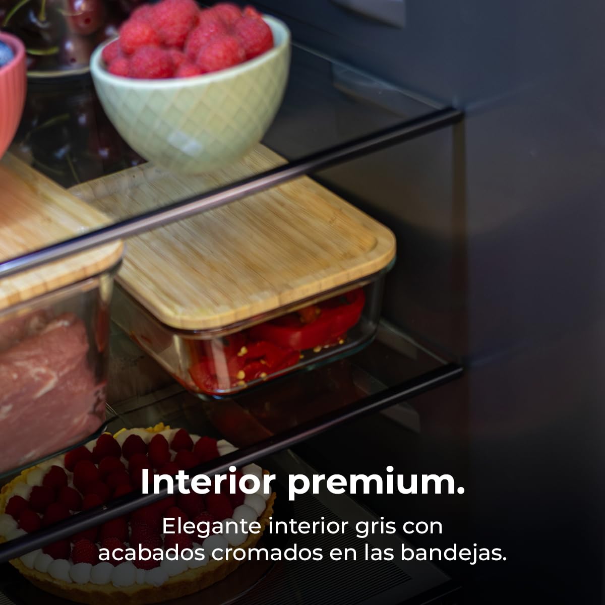 Cecotec Frigorífico Americano Semi Integrable de 436L Total No Frost Bolero CoolMarket SBS 436 SBI Inox E. Compresor Inverter Bajo Consumo, 184,8 x 84,4 m, Interior Premium Gris, Cajón Convertible