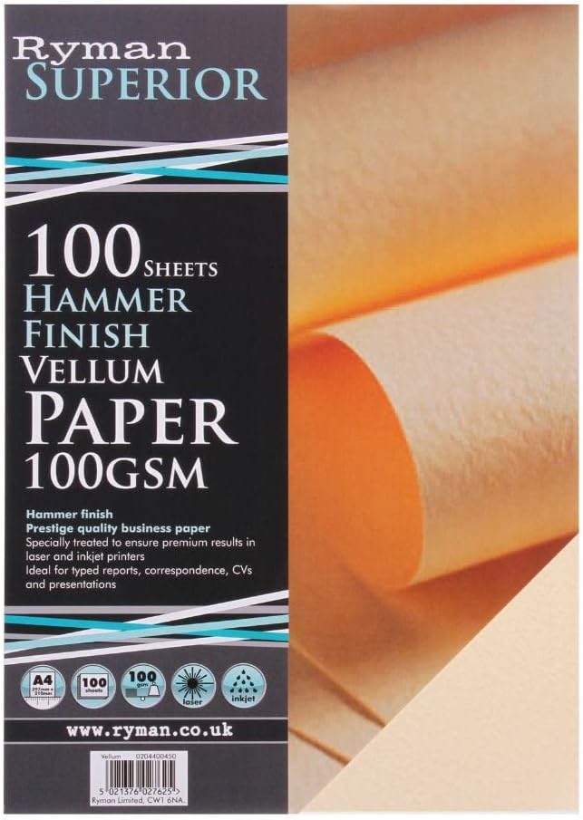 Ryman Hammer Finish Paper A4 100gsm 100 Sheets Color Vellum Amazon