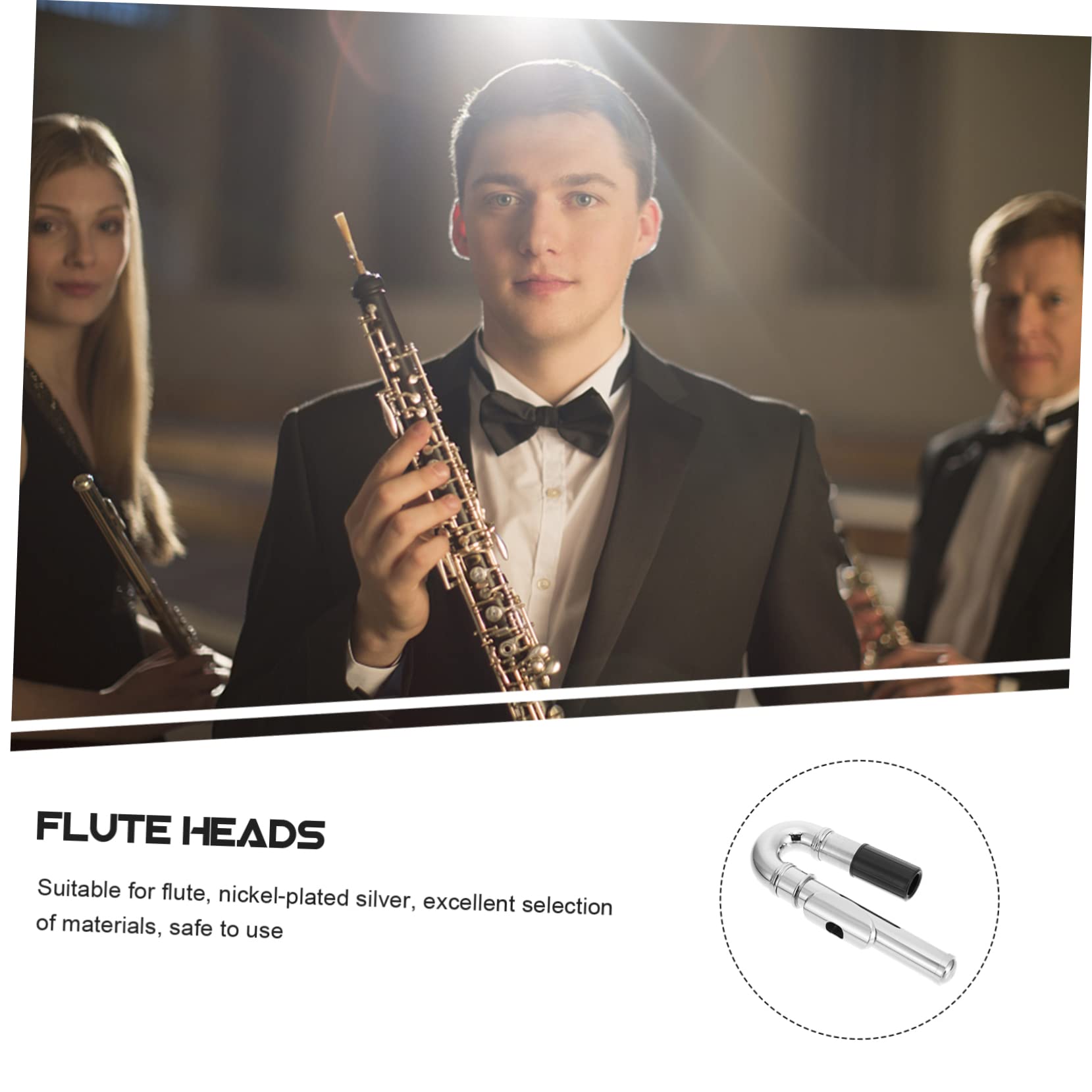 Gatuida Silbernes Flöten Ersatzkopf Mundstück Robustes Flötenzubehör für Querflöte Langlebiges Instrumententeil für Blasinstrumente
