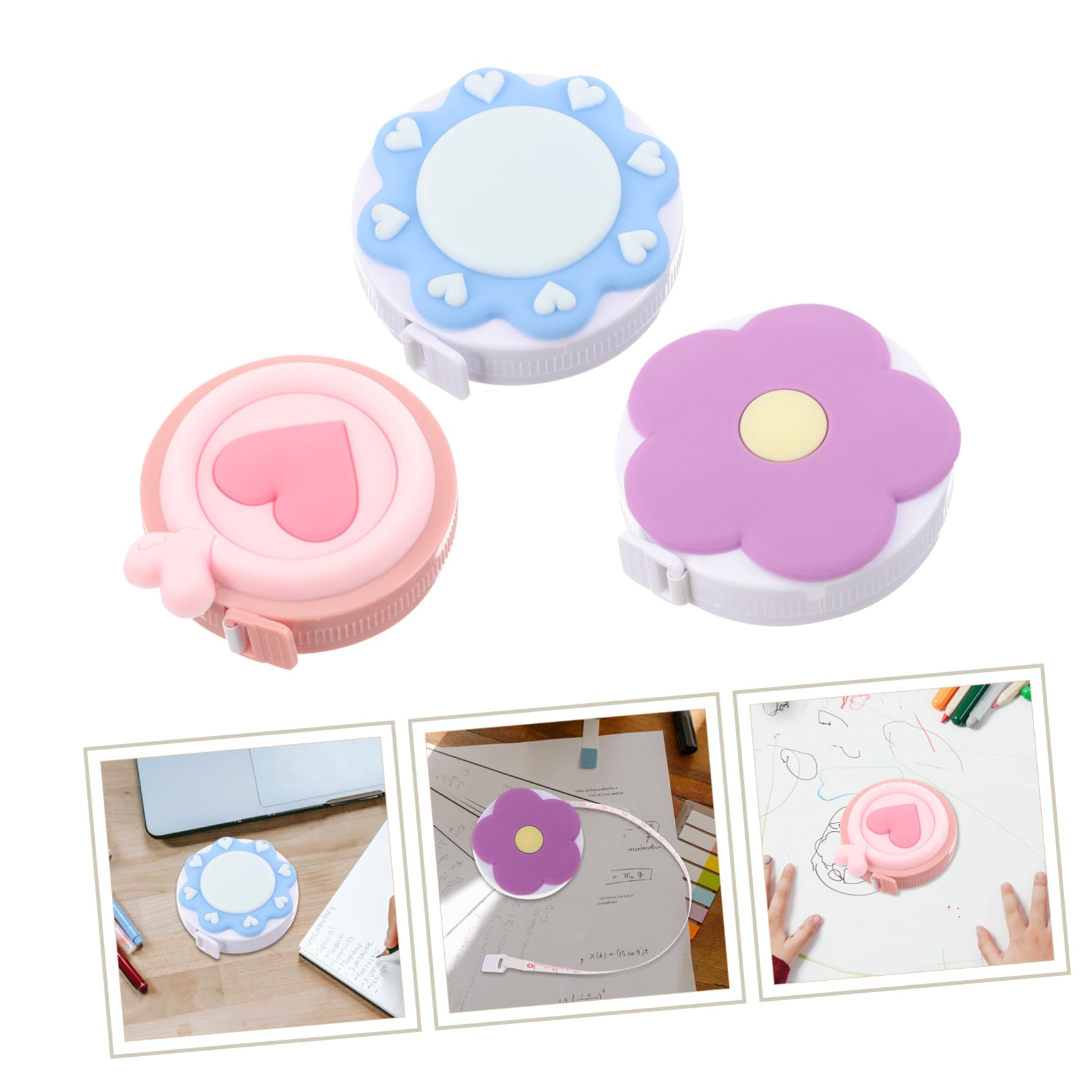 Operitacx 15piezas Retractable Measuring Tape for Body Measurements Mini Cute Tape Measure Double-sided Soft Measuring Tool for Tailoring and Sewing Sun Heart Flower